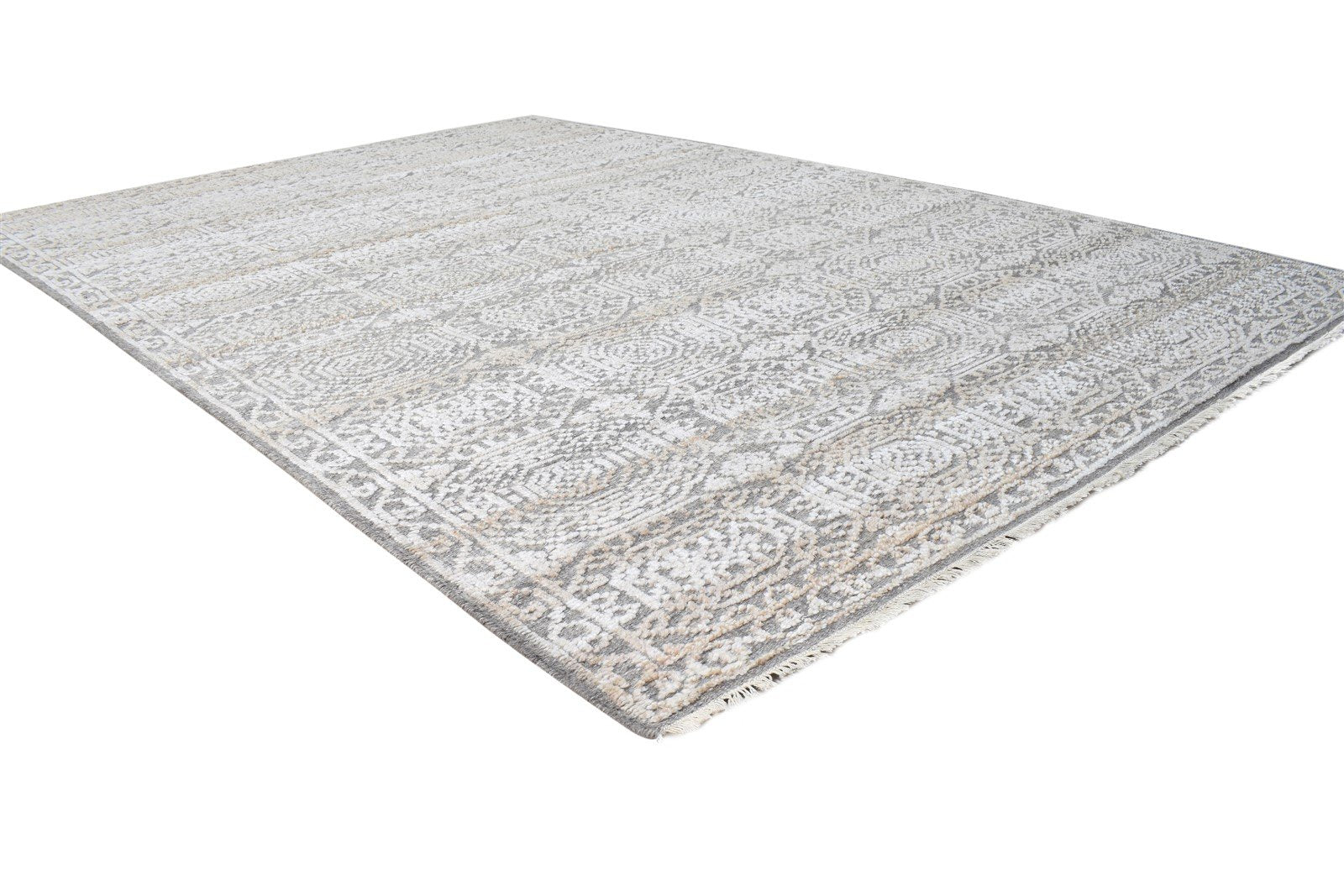 Wool Silk Brown Rug 6' X 9' Modern Hand Knotted Moroccan Geometric Large Carpet   7864626675861