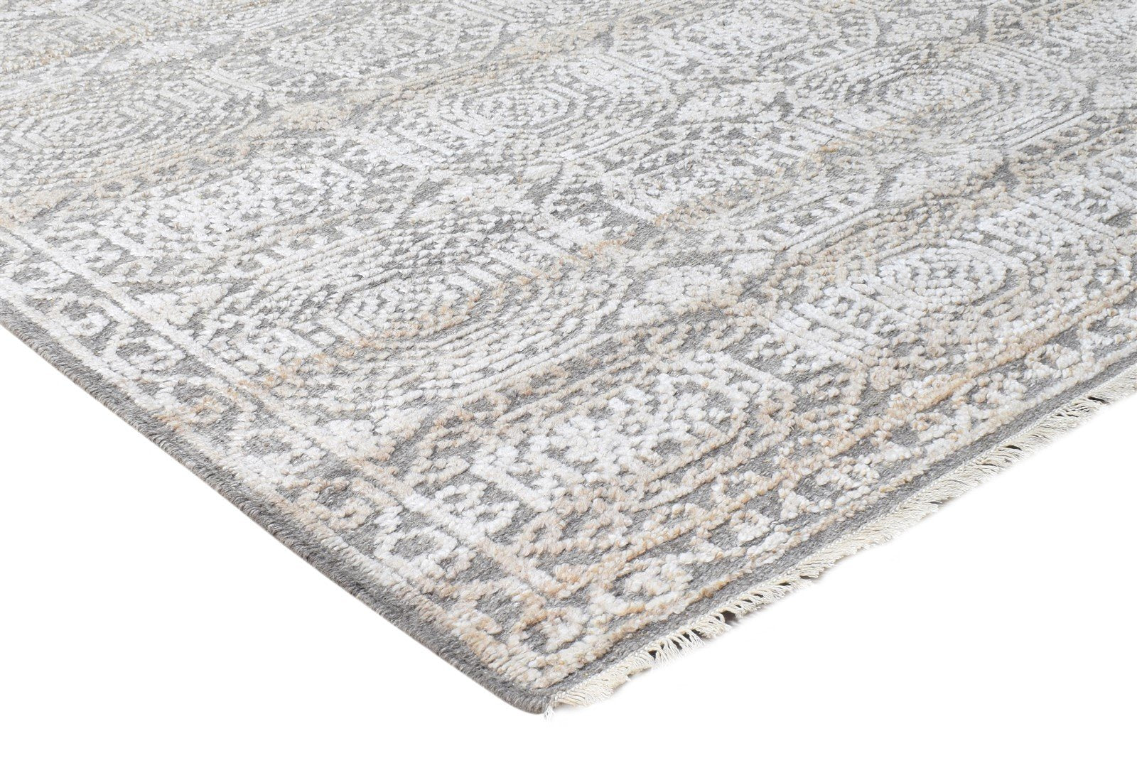 Wool Silk Brown Rug 6' X 9' Modern Hand Knotted Moroccan Geometric Large Carpet   7864626675861