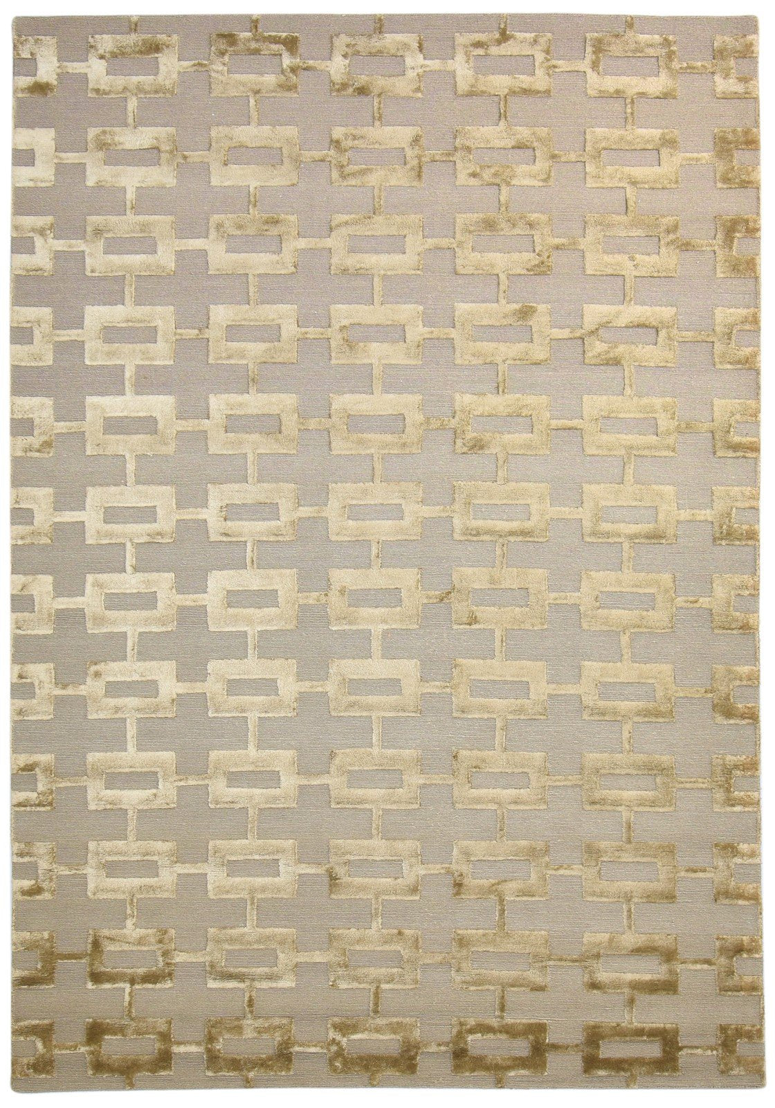 Wool / Silk Brown Rug 6X9 Modern Hand Knotted Scandinavian Geometric Room Size   7865097027733