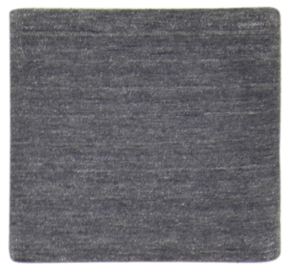 Wool / Silk Charcoal Rug 2X2 Modern Hand Knotted Scandinavian Solid Small   7864131747989
