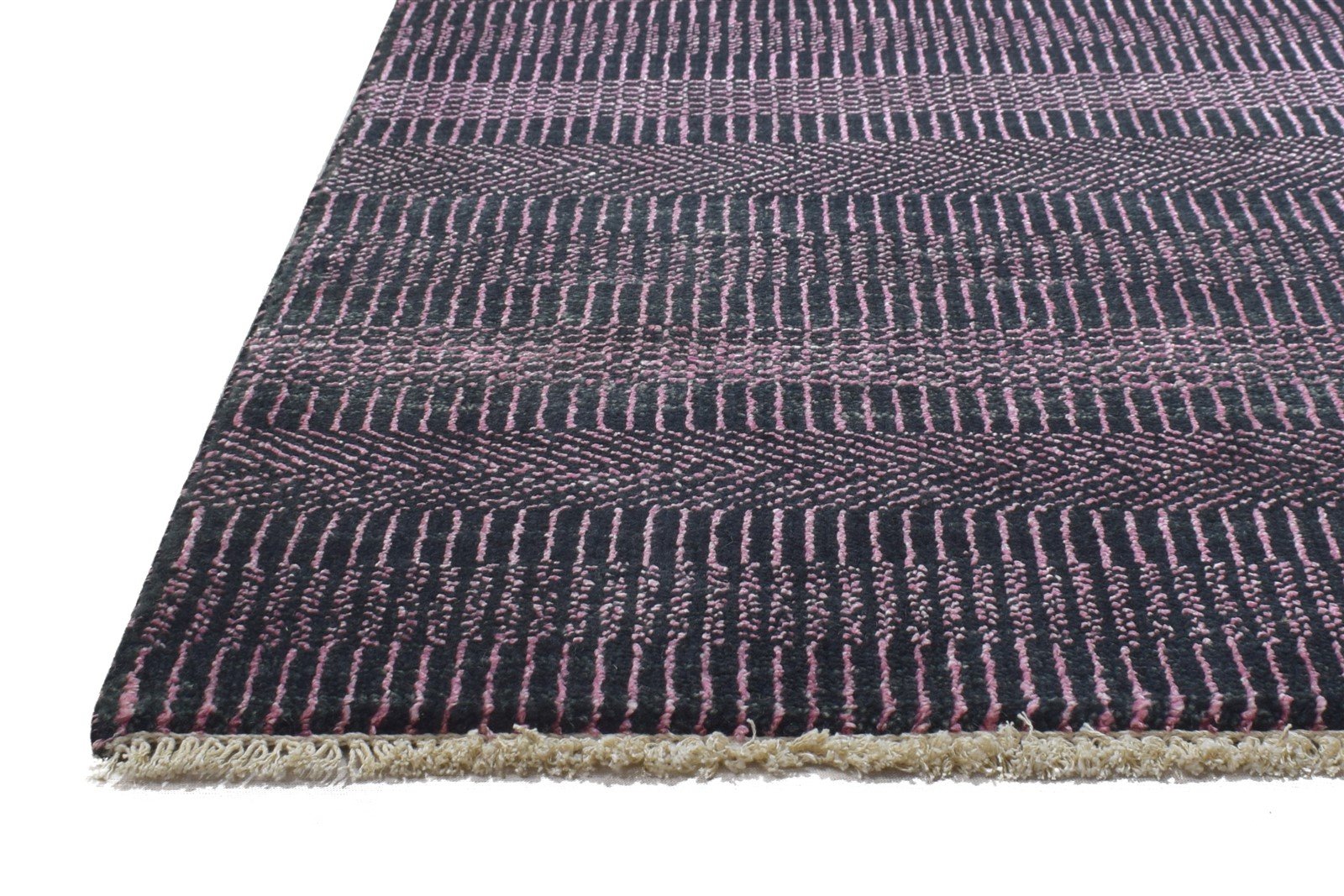Wool / Silk Charcoal Rug 2X3 Modern Hand Knotted Grass Trellis Small   7864198103189