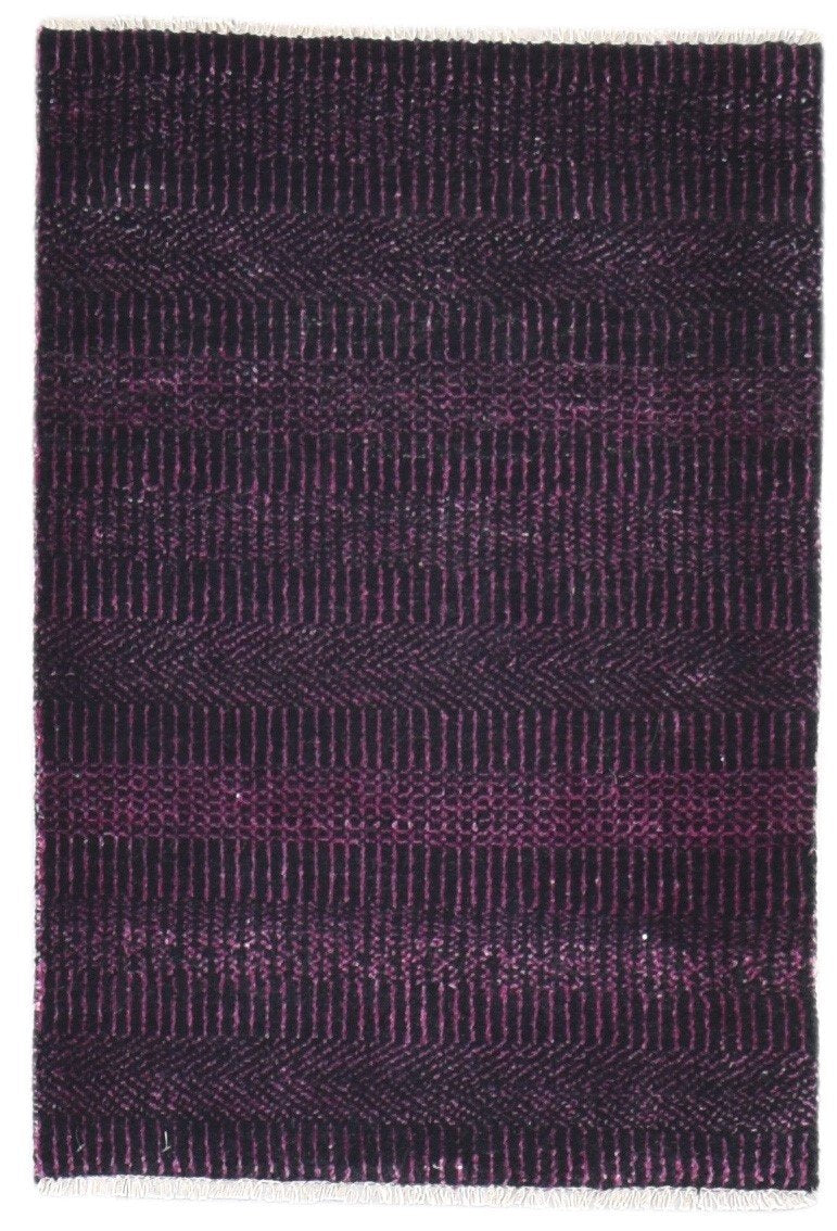 Wool Silk Charcoal Rug 2X3 Modern Hand Knotted Grass Trellis Small Rug   7864197349525