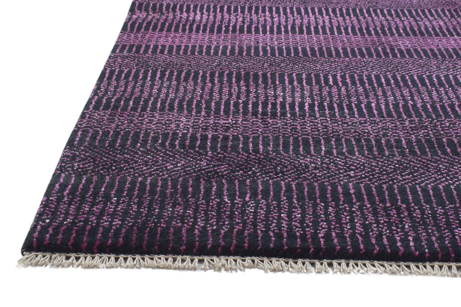 Wool Silk Charcoal Rug 2X3 Modern Hand Knotted Grass Trellis Small Rug   7864197349525