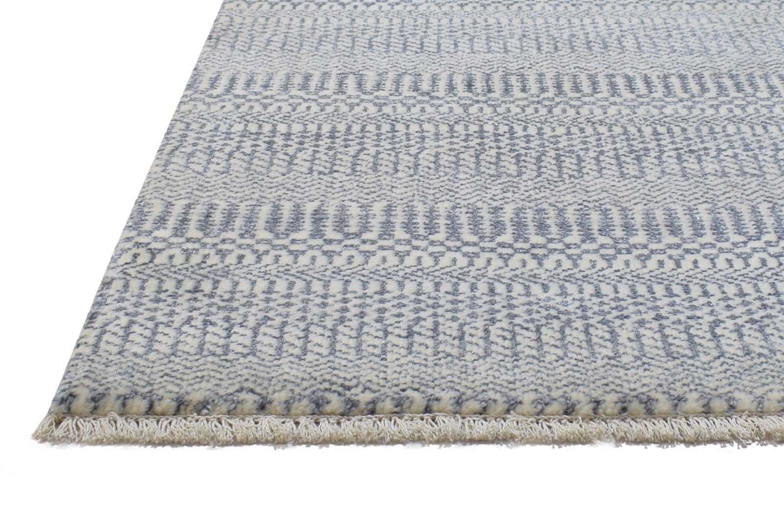 Wool Silk Charcoal Rug 2X3 Modern Hand Knotted Scandinavian Grass Trellis Small   7864316395669