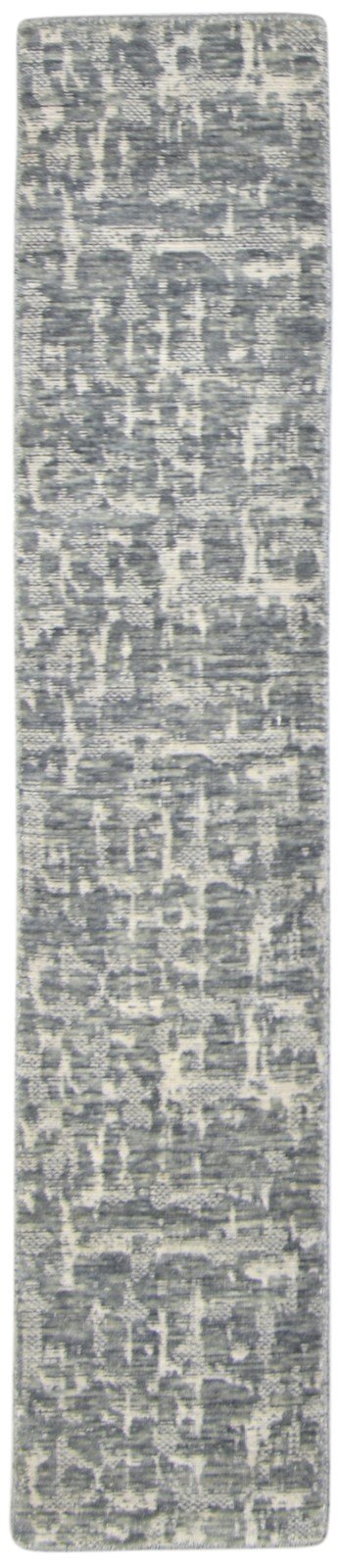 Wool Silk Charcoal Rug 2X8 Modern Jacquard Loom Scandinavian Abstract Small   7864148328597