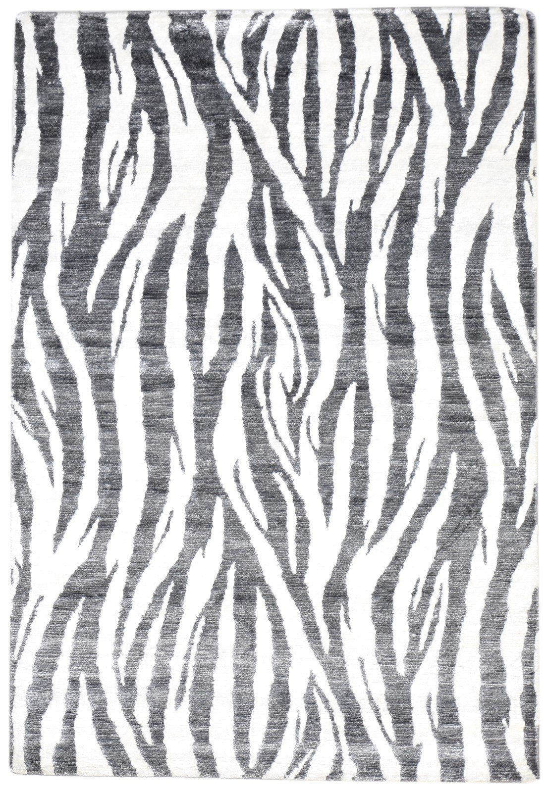 Wool / Silk Charcoal Rug 4X6 Modern Hand Woven Scandinavian Abstract Room Size   7864510251157