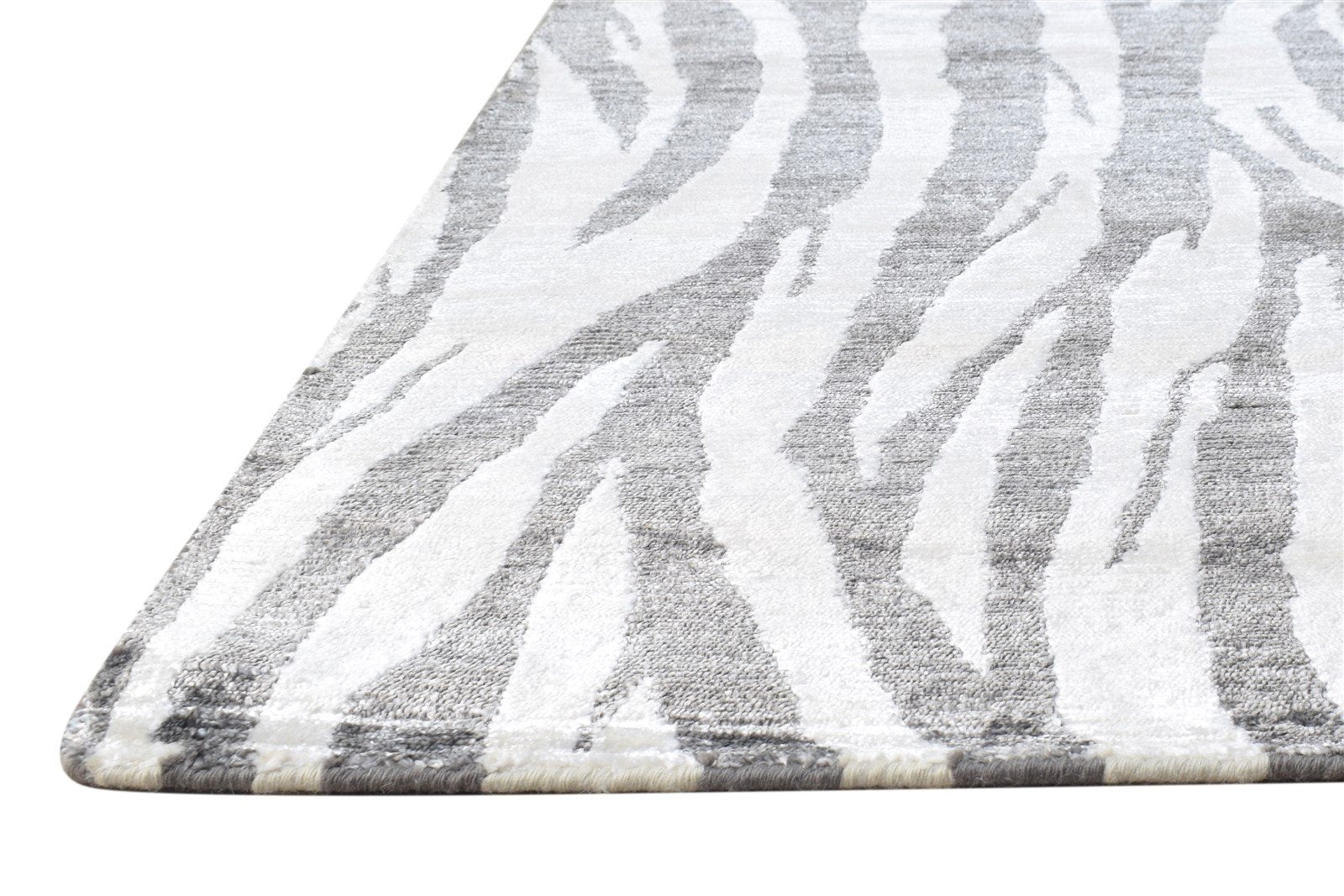 Wool / Silk Charcoal Rug 4X6 Modern Hand Woven Scandinavian Abstract Room Size   7864510251157