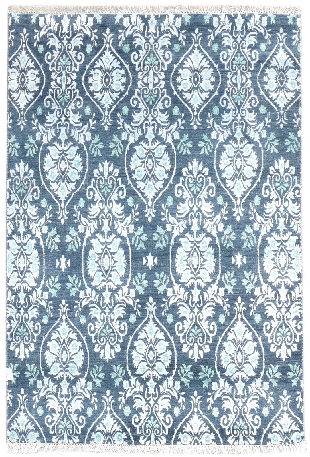 Wool / Silk Charcoal Rug 4X6 Transitional Hand Knotted European Damask Room Size   7865148080277