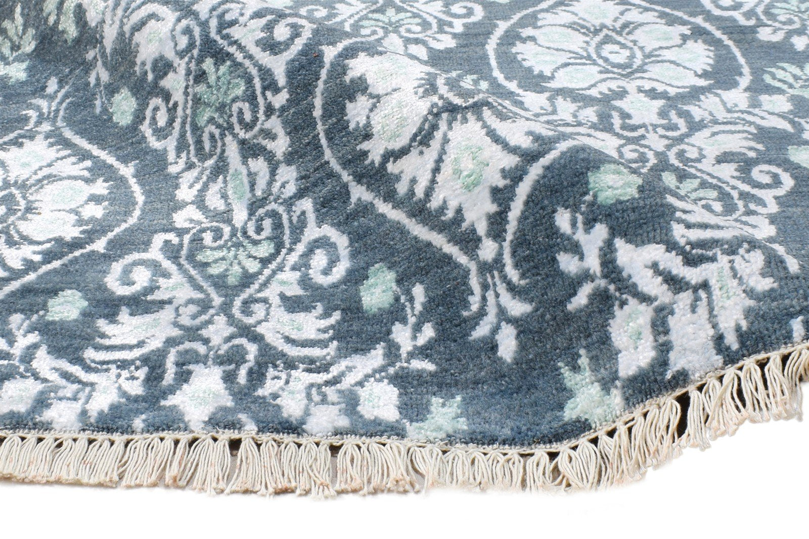 Wool / Silk Charcoal Rug 4X6 Transitional Hand Knotted European Damask Room Size   7865148080277