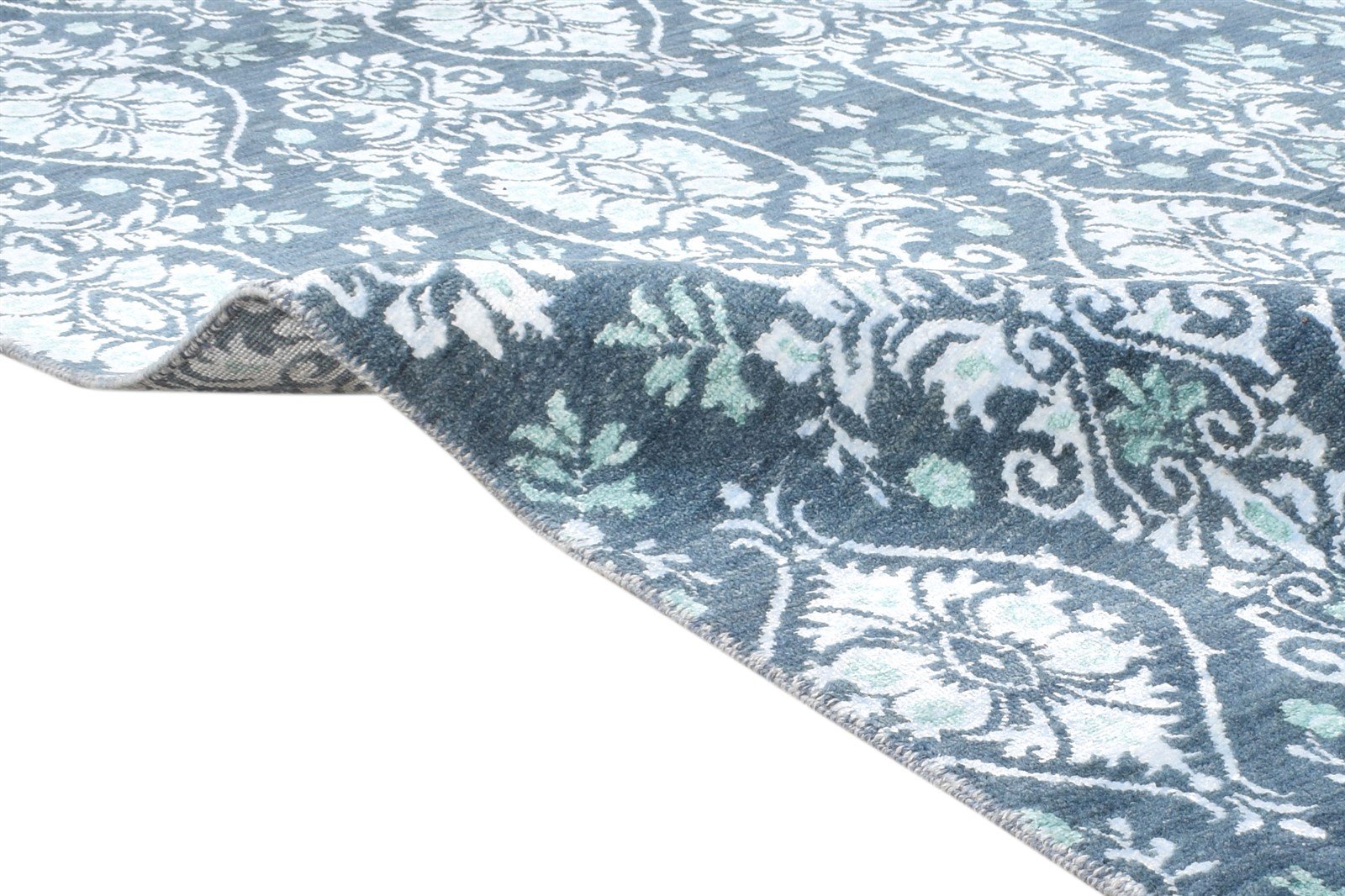 Wool / Silk Charcoal Rug 4X6 Transitional Hand Knotted European Damask Room Size   7865148080277