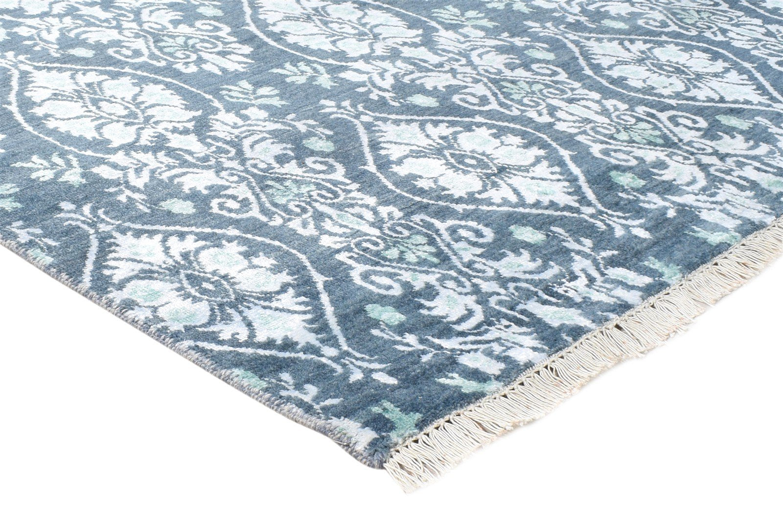 Wool / Silk Charcoal Rug 4X6 Transitional Hand Knotted European Damask Room Size   7865148080277