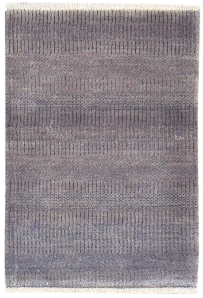 Wool / Silk Chocolate Rug 2X3 Modern Hand Knotted Grass Trellis Small Rug   7864196890773