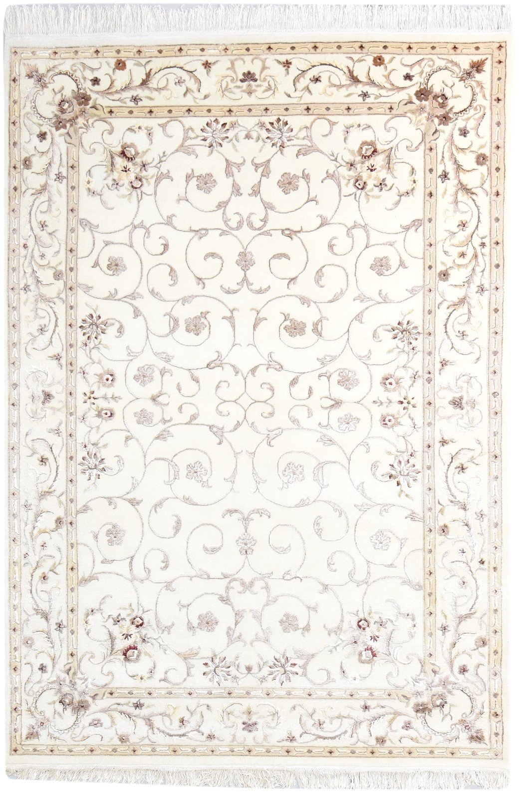 Wool / Silk Cream Rug 6X8 Persien Hand Knotted Abbuson Oriental Room Size   7865127731349