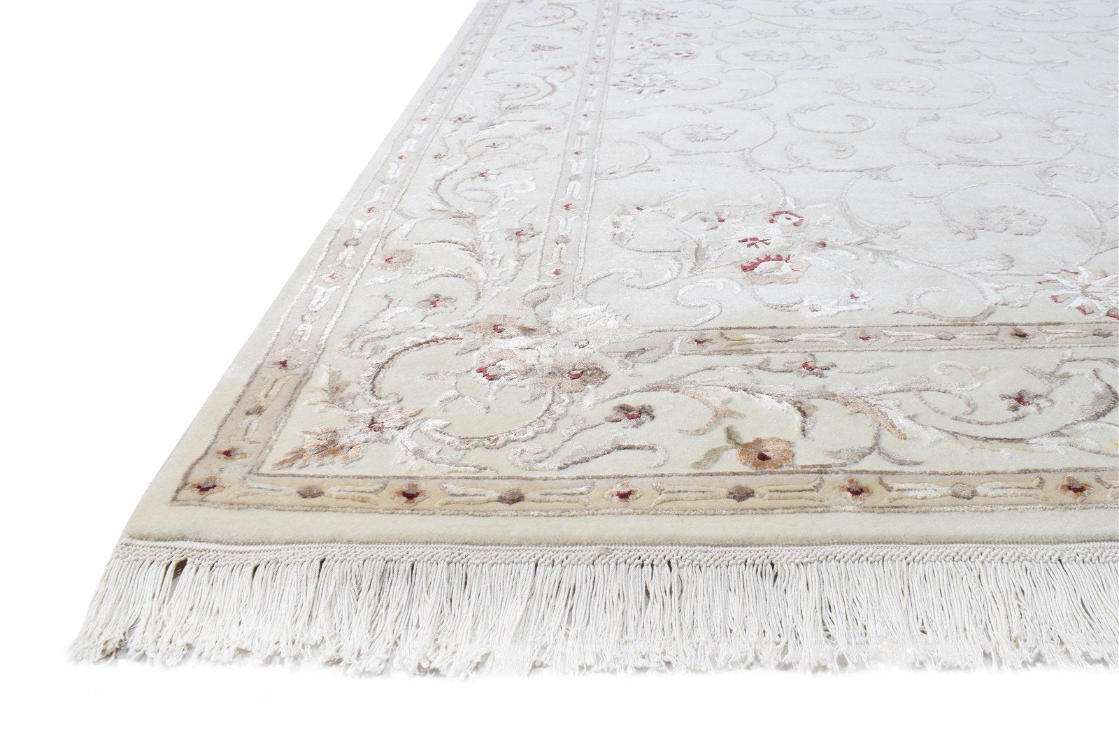 Wool / Silk Cream Rug 6X8 Persien Hand Knotted Abbuson Oriental Room Size   7865127731349