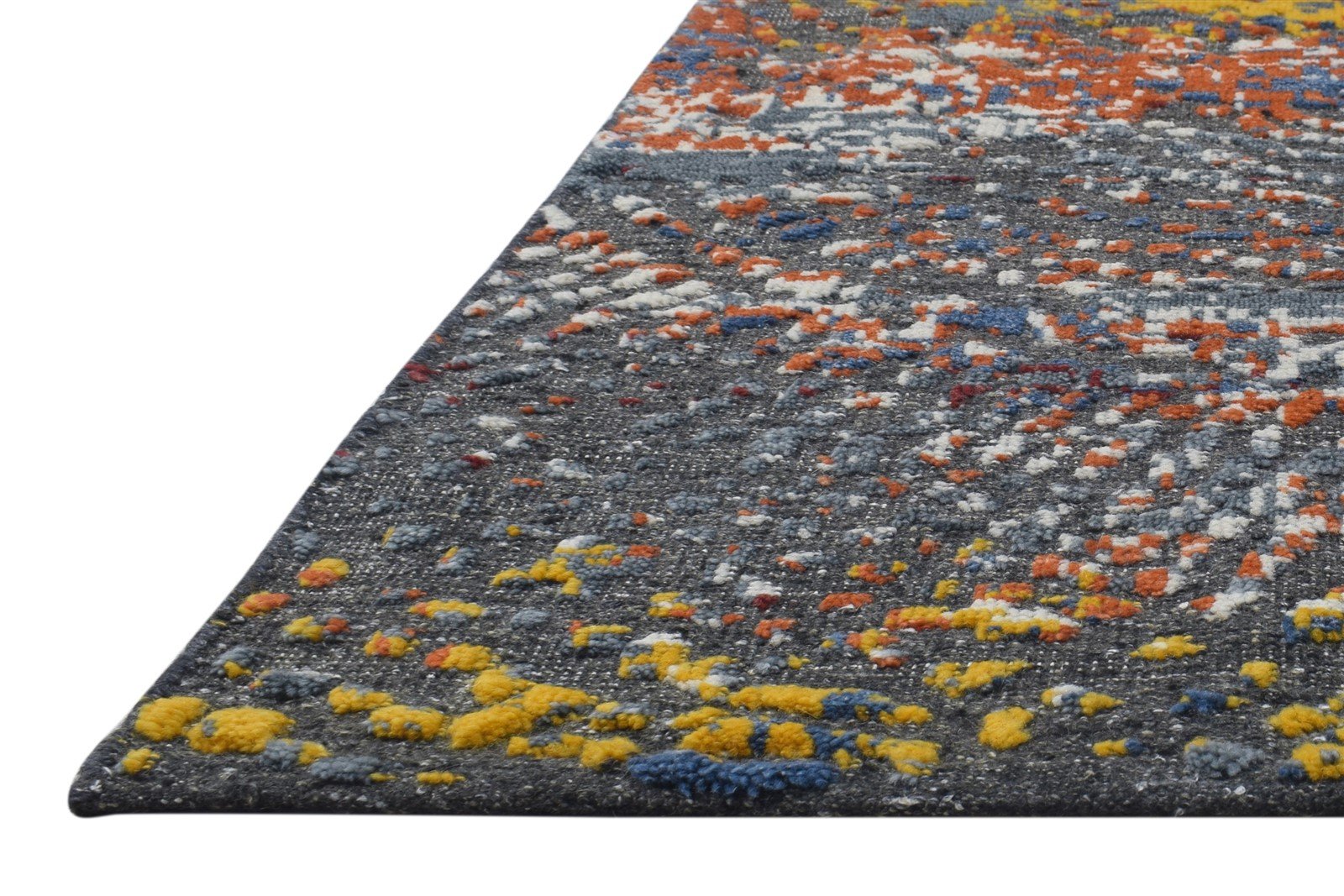 Wool / Silk Dark Grey Rug 5X8 Modern Hand Knotted Indian Abstract Room Size   7864431214741