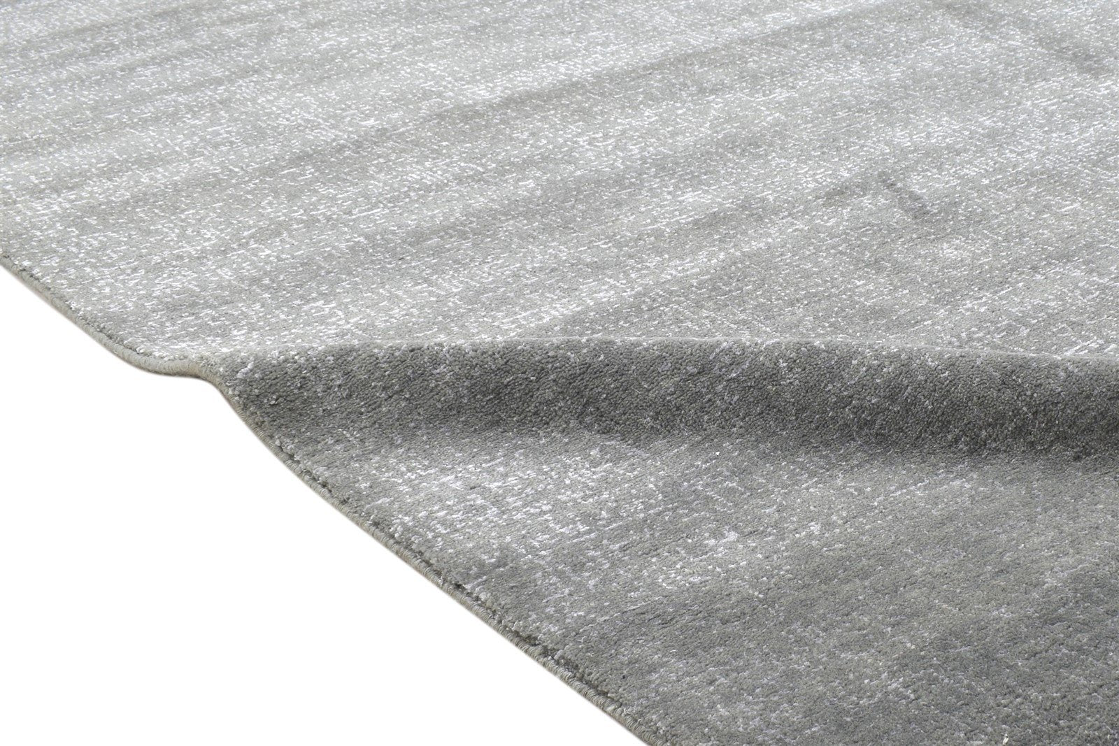 Wool Silk Dark Grey Rug 5X8 Modern Jacquard Loom Scandinavian Solid Room Size   7864145051797