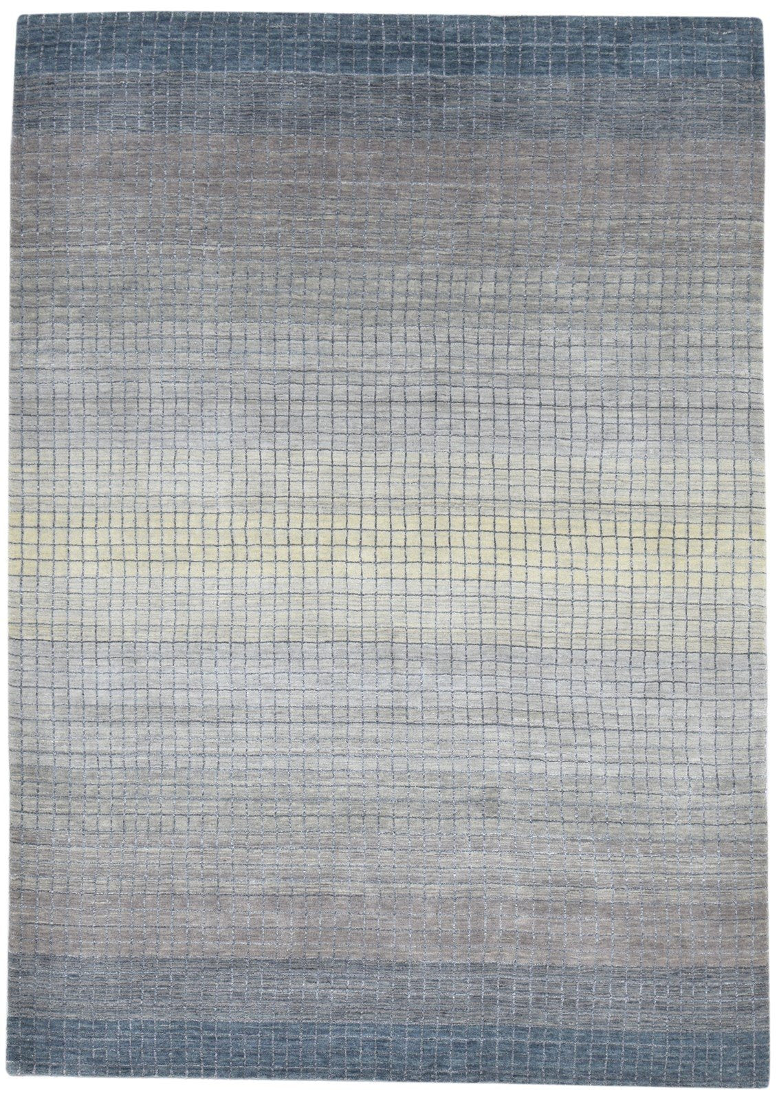Wool / Silk Dark Grey Rug 6X8 Modern Handloom Scandinavian Geometric Room Size   7864800346261