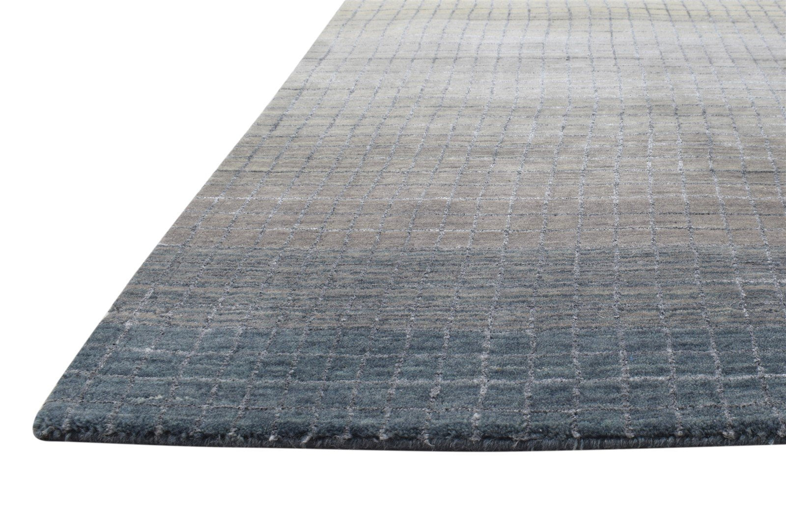 Wool / Silk Dark Grey Rug 6X8 Modern Handloom Scandinavian Geometric Room Size   7864800346261