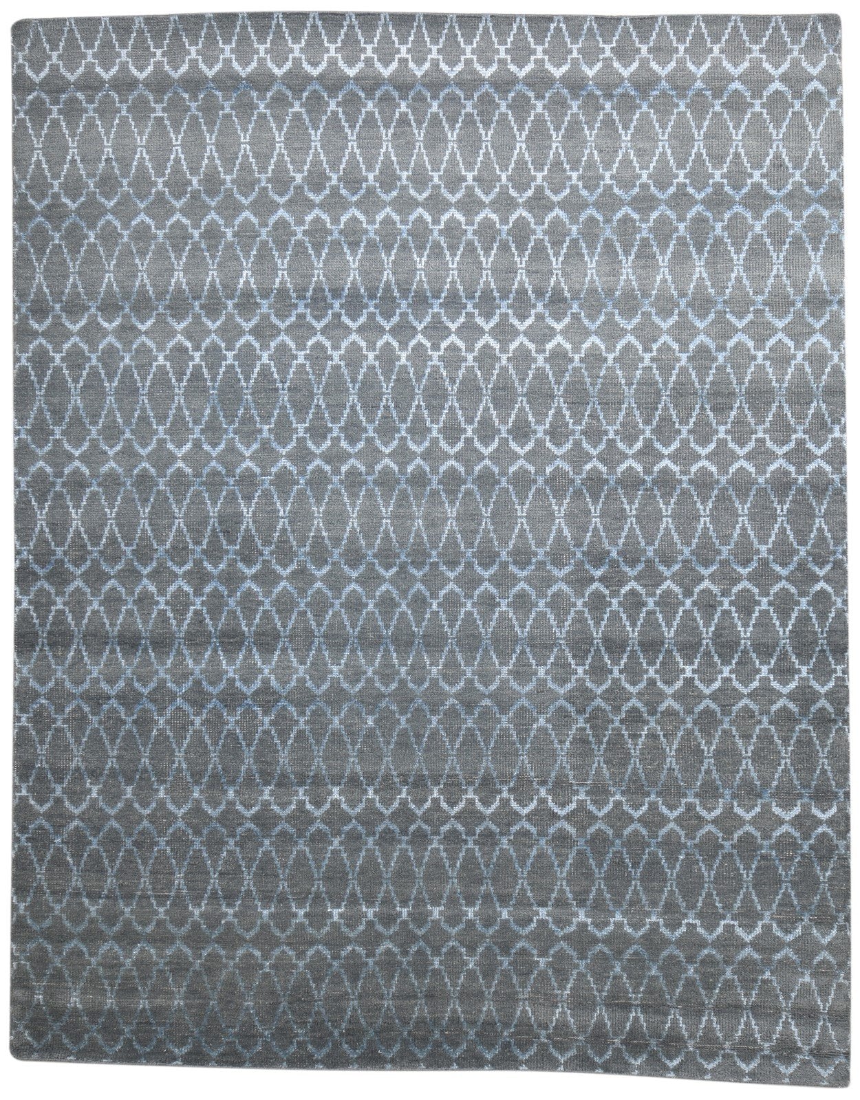 Wool / Silk Dark Grey Rug 8X10 Modern Hand Knotted Moroccan Trellis Large   7864343724181