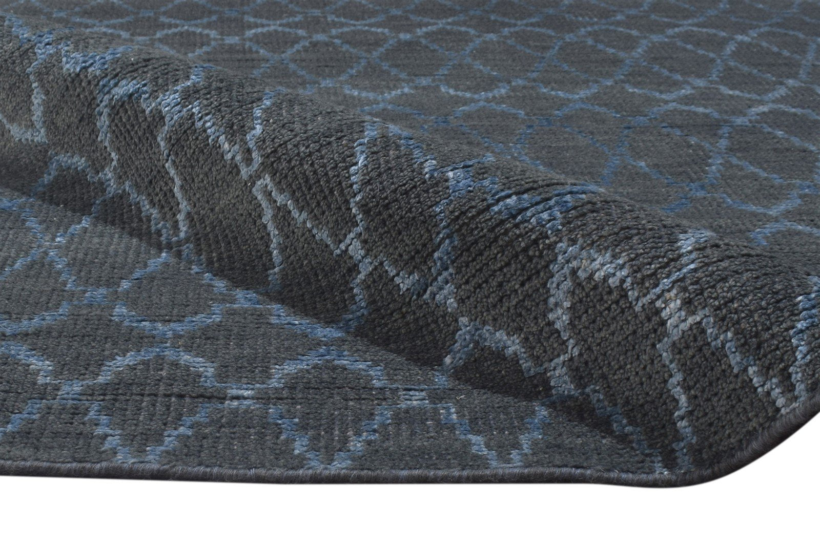 Wool / Silk Dark Grey Rug 8X10 Modern Hand Knotted Moroccan Trellis Large   7864343724181