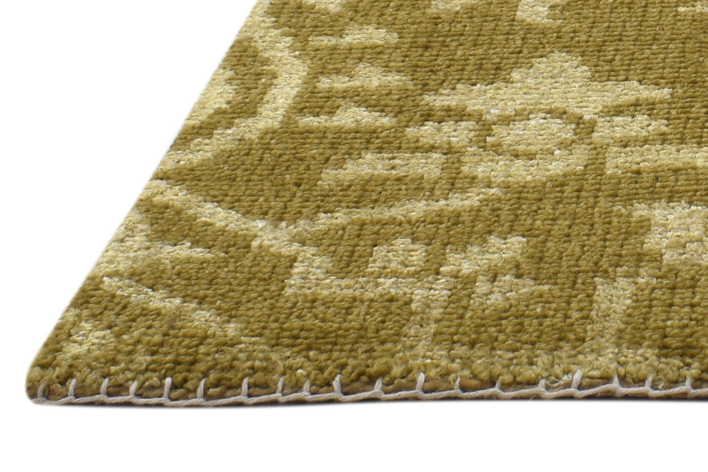 Wool / Silk Gold Rug 2' X 2' Modern Hand Knotted Moroccan Trellis Small Carpet   7864132534421