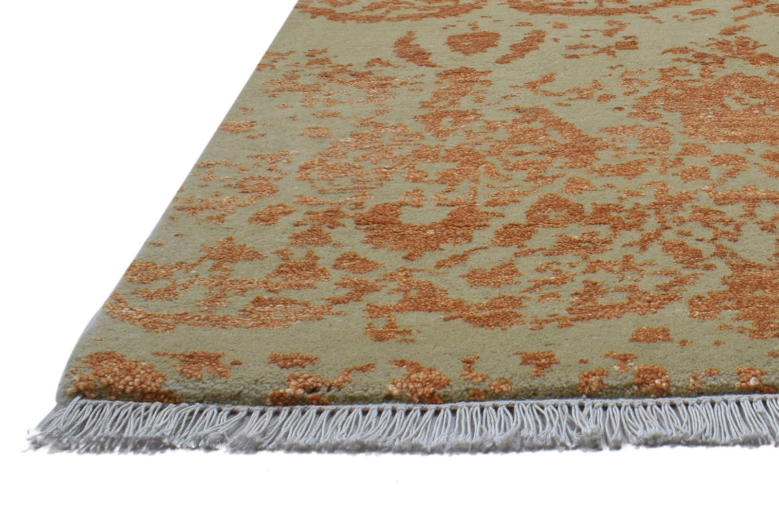 Wool / Silk Gold Rug 3X6 Modern Hand Knotted Scandinavian Abstract Small Carpet   7864100126869