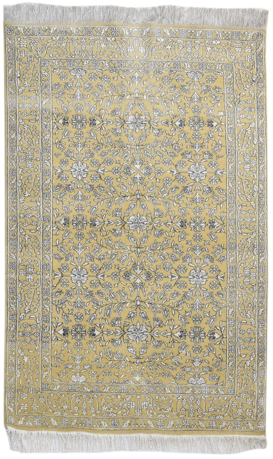 Wool / Silk Gold Rug 4X6 Persian Hand Knotted Kashan Oriental Room Size Carpet   7860692942997
