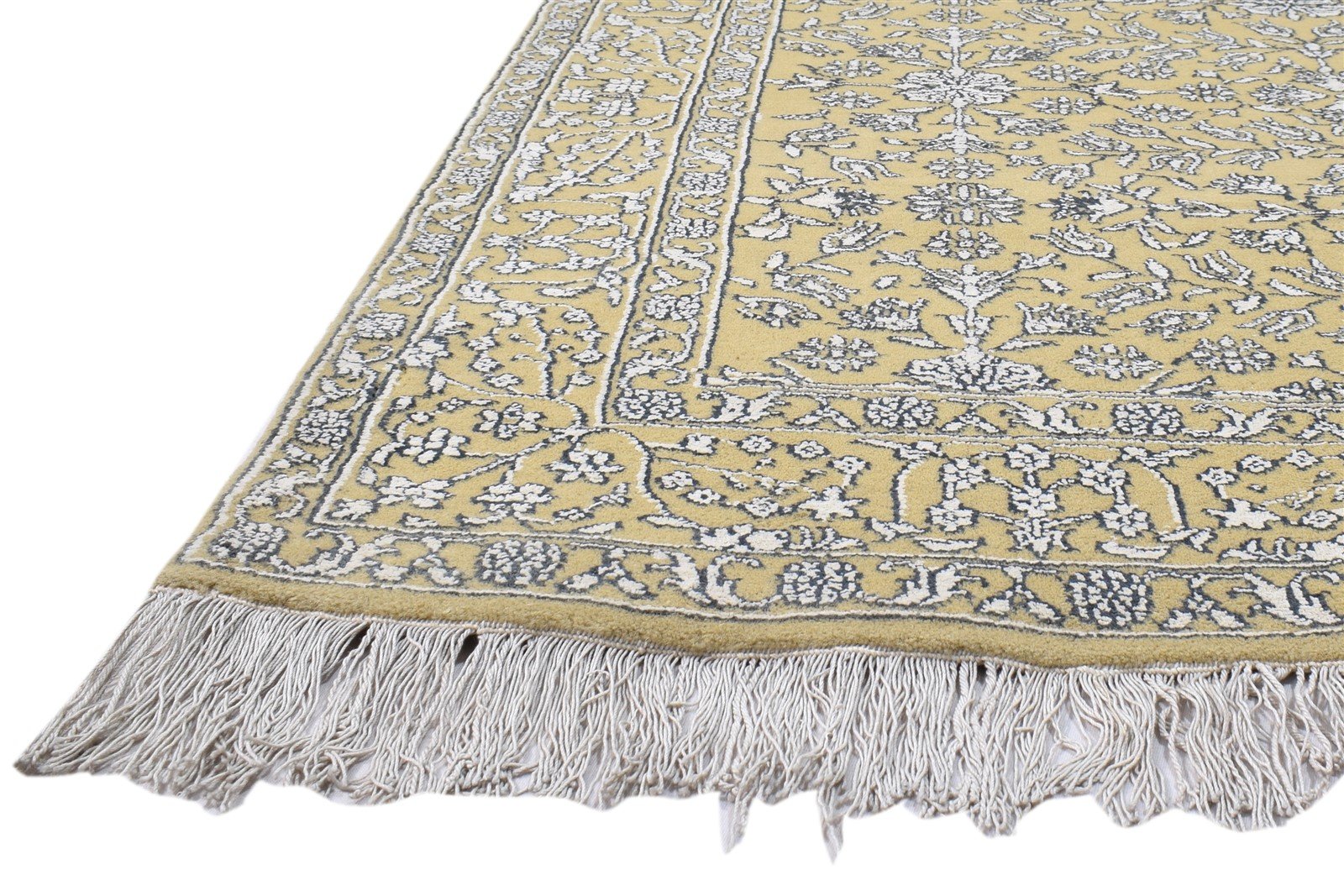 Wool / Silk Gold Rug 4X6 Persian Hand Knotted Kashan Oriental Room Size Carpet   7860692942997