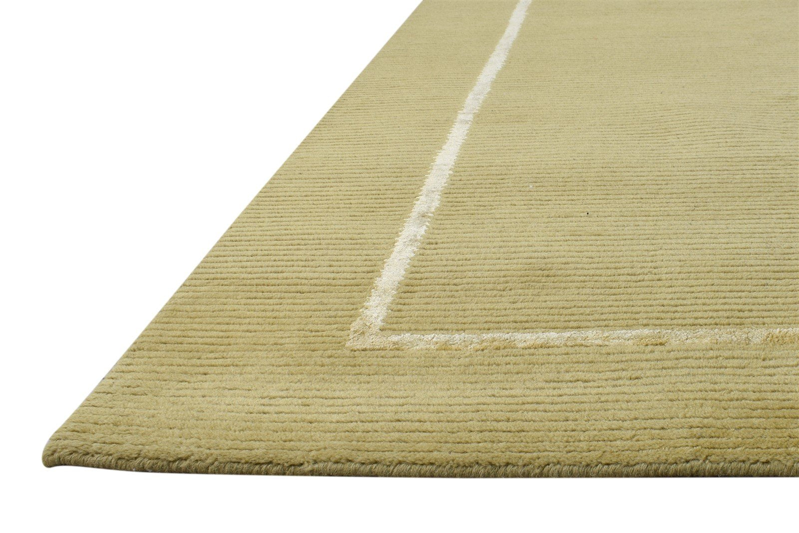 Wool / Silk Green Rug 4X6 Modern Hand Knotted Scandinavian Bordered Room Size   7865107710101