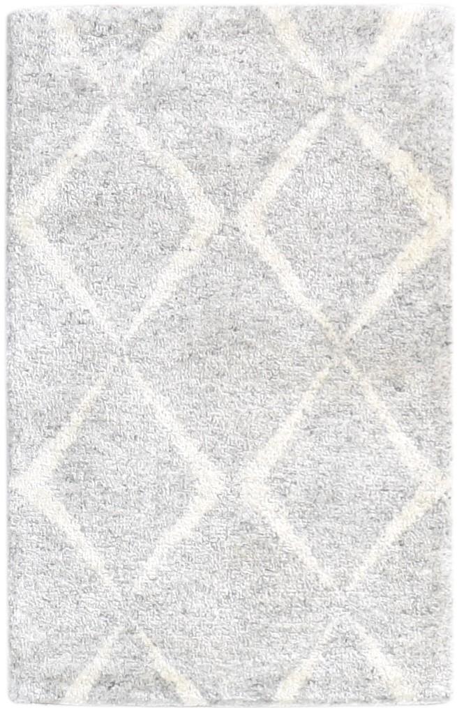 Wool Silk Grey Rug 2' X 3' Shag Hand Knotted Moroccan Diamond Small Carpet   7864623235221
