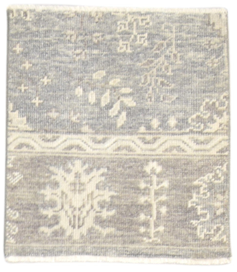 Wool Silk Grey Rug 2X2 Persian Hand Knotted Sarouk-Indian Oriental Small Carpet   7864122146965