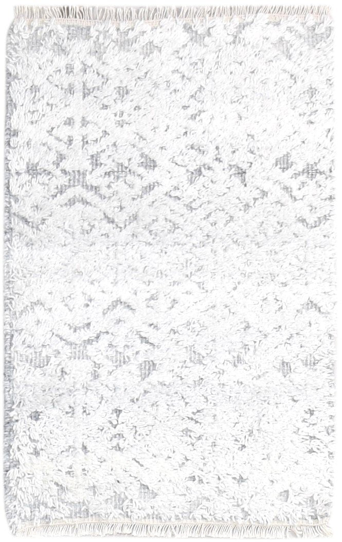 Wool / Silk Grey Rug 2X3 Modern Hand Knotted Scandinavian Geometric Small   7865143820437