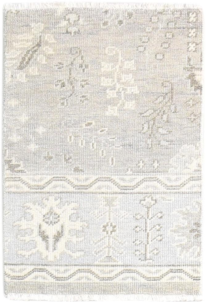 Wool Silk Grey Rug 2X3 Persian Hand Knotted Sarouk-Indian Oriental Small Carpet   7865155027093