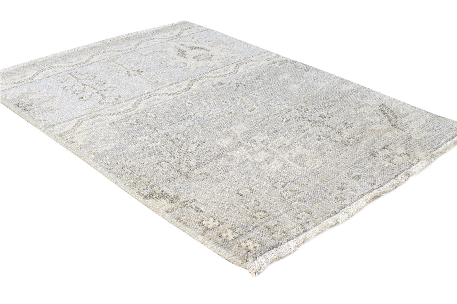 Wool Silk Grey Rug 2X3 Persian Hand Knotted Sarouk-Indian Oriental Small Carpet   7865155027093