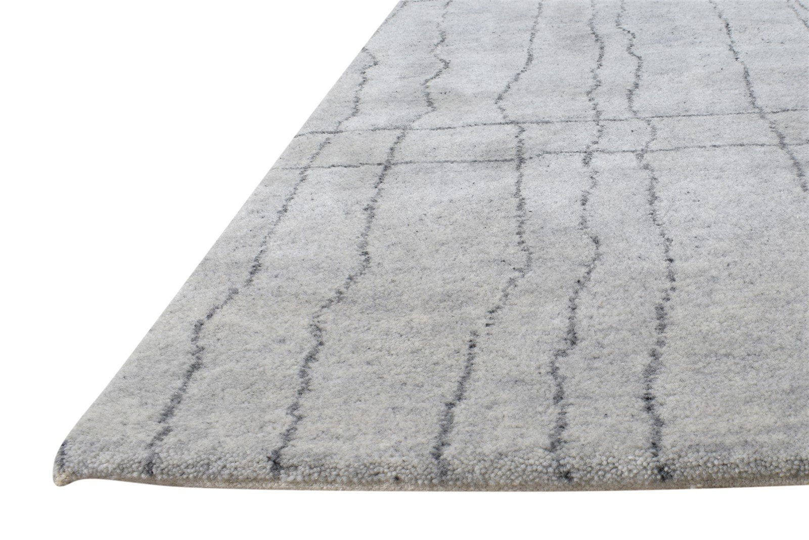 Wool Silk Grey Rug 3' X 8' Shag Hand Knotted Moroccan Abstract Small Runner   7864623497365