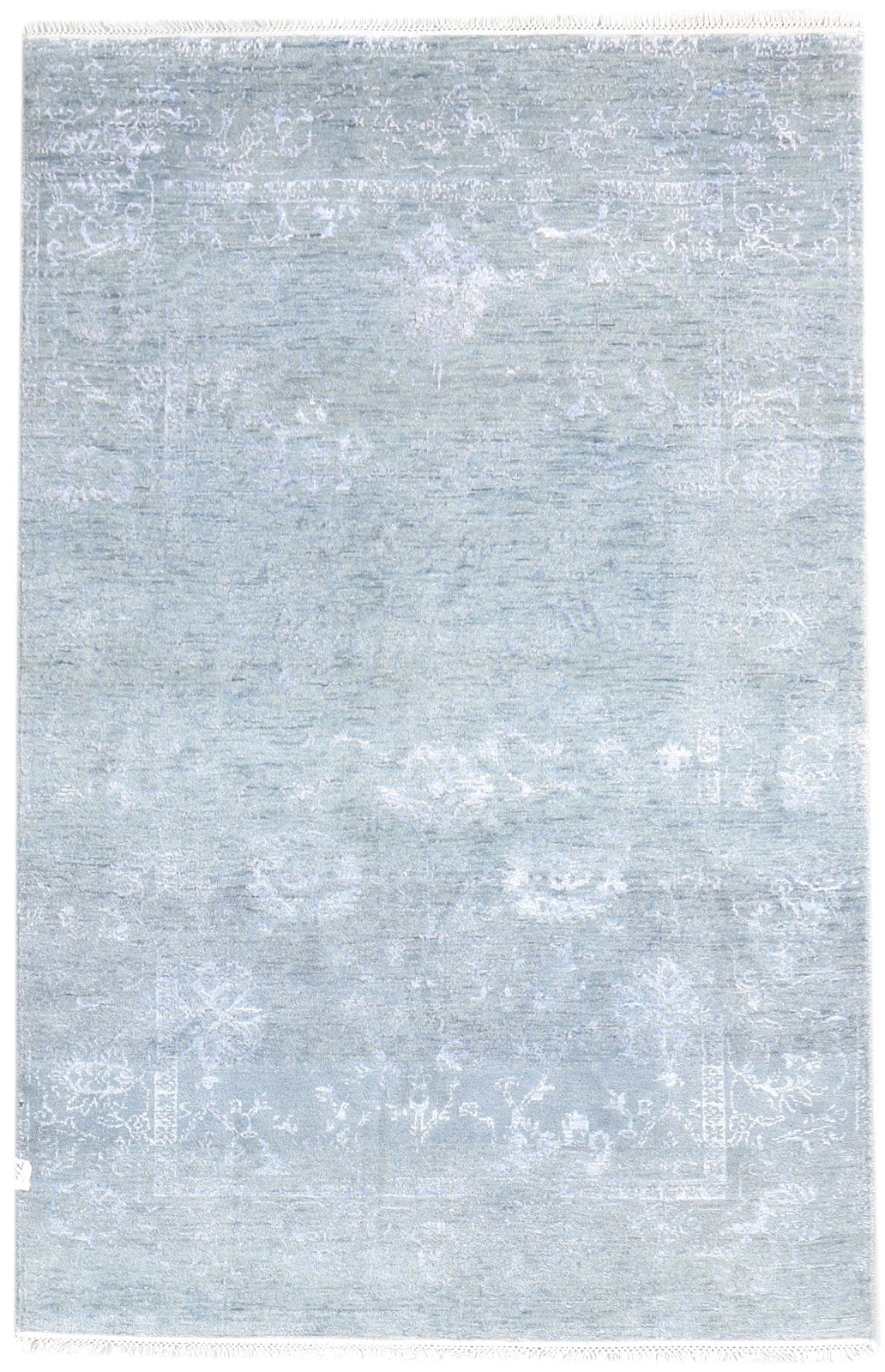 Wool / Silk Grey Rug 4X6 Modern Hand Knotted Oriental Abstract Room Size Carpet   7864591843477