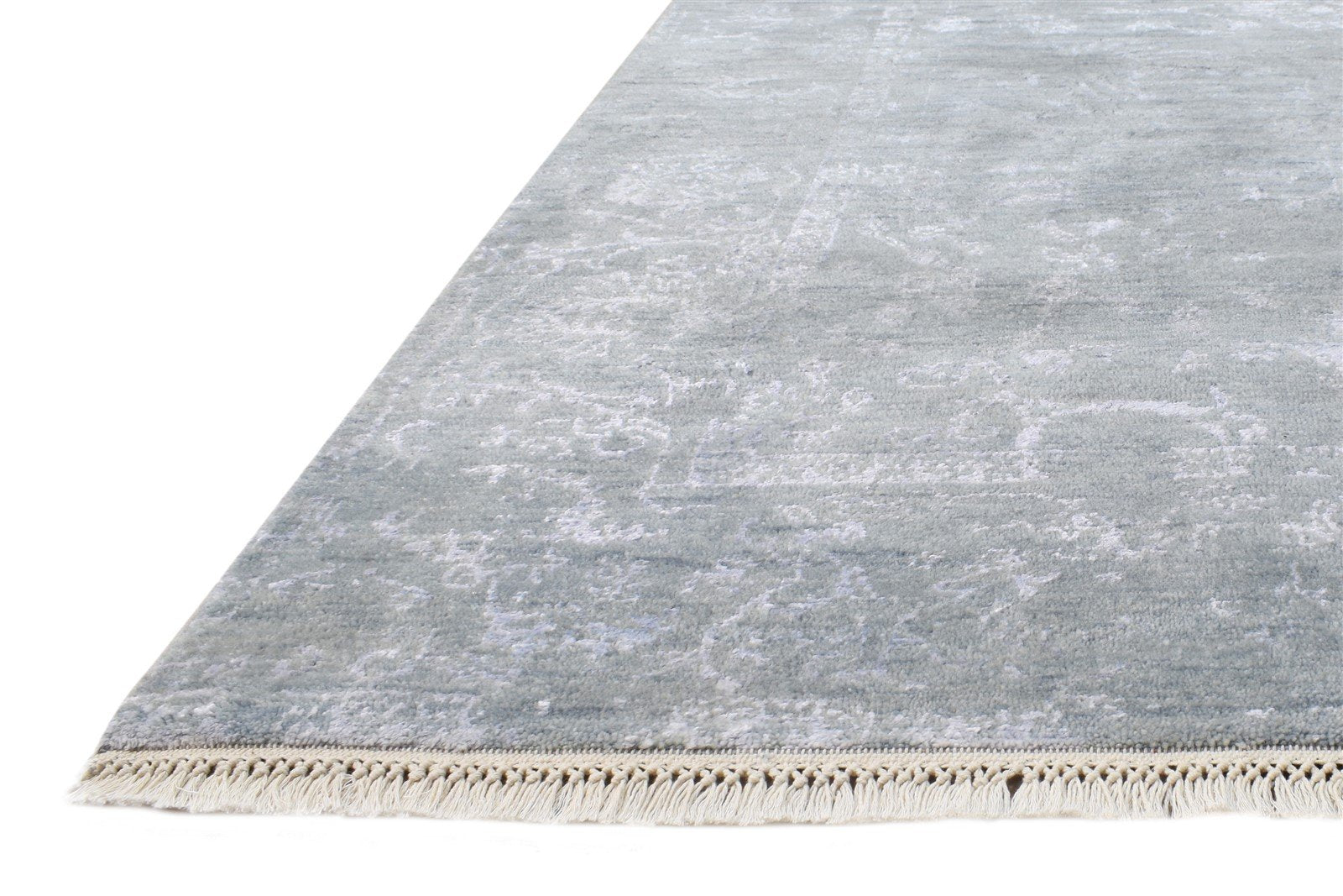 Wool / Silk Grey Rug 4X6 Modern Hand Knotted Oriental Abstract Room Size Carpet   7864591843477