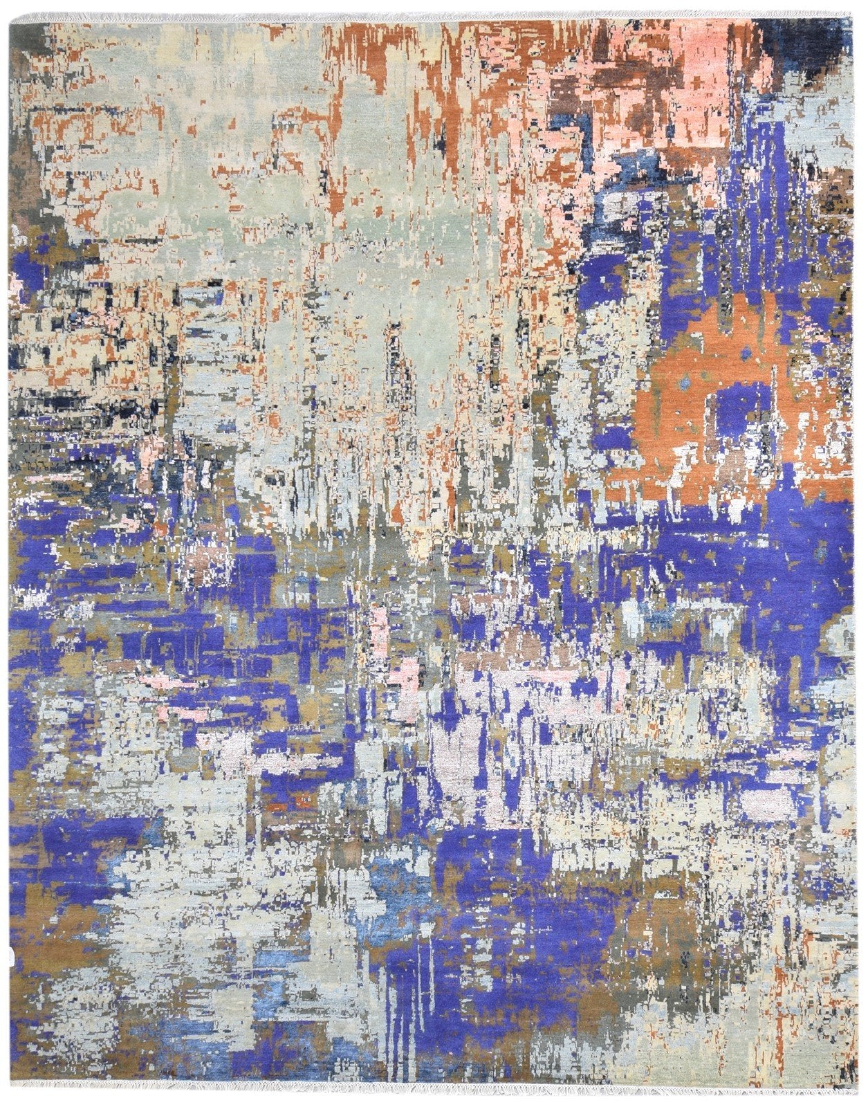 Wool / Silk Grey Rug 8' X 10' Modern Hand Knotted American Modern Large Carpet   7864598986901