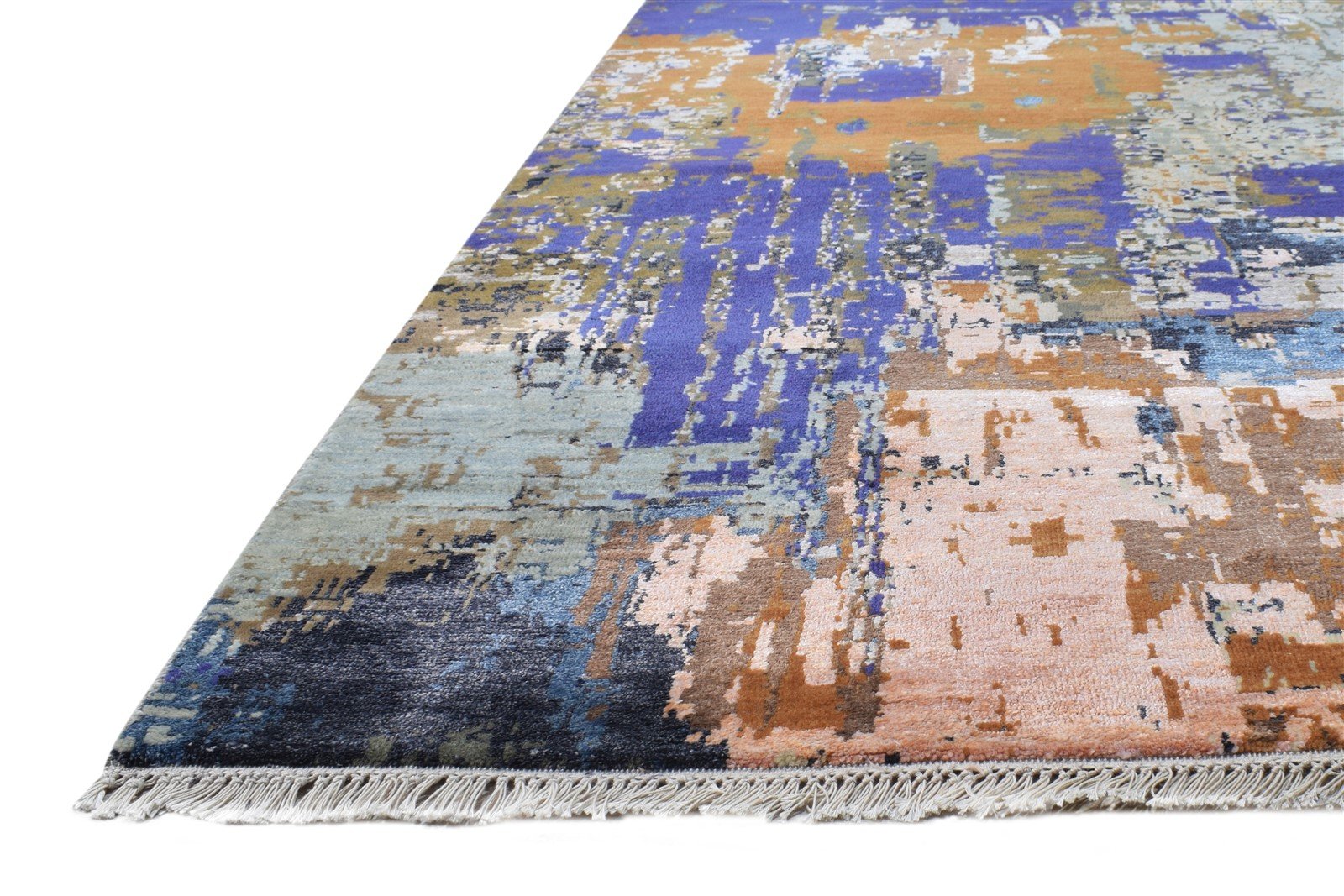 Wool / Silk Grey Rug 8' X 10' Modern Hand Knotted American Modern Large Carpet   7864598986901