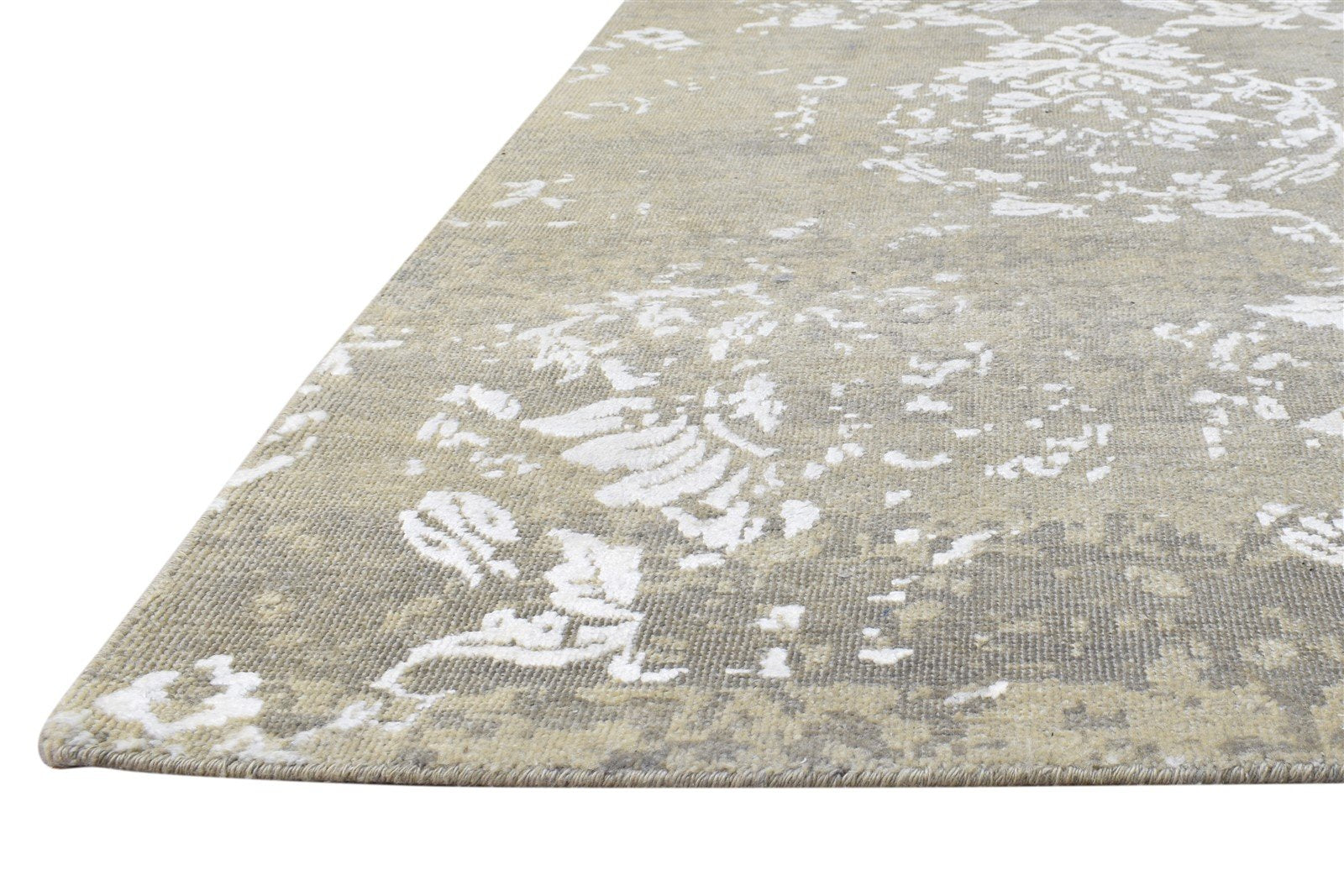 Wool / Silk Grey Rug 8' X 10' Modern Hand Knotted European Damask Large Carpet   7865106268309