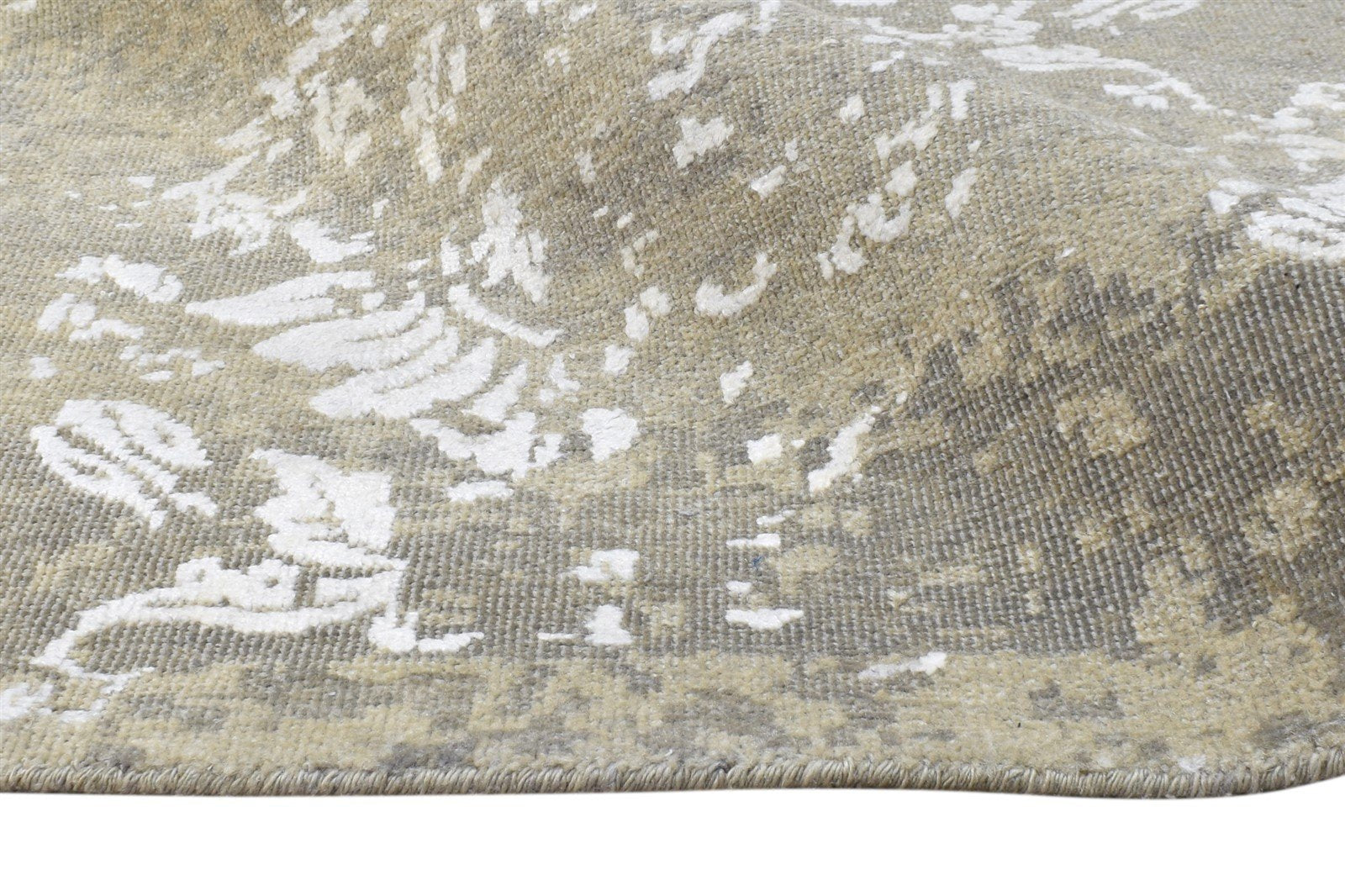 Wool / Silk Grey Rug 8' X 10' Modern Hand Knotted European Damask Large Carpet   7865106268309