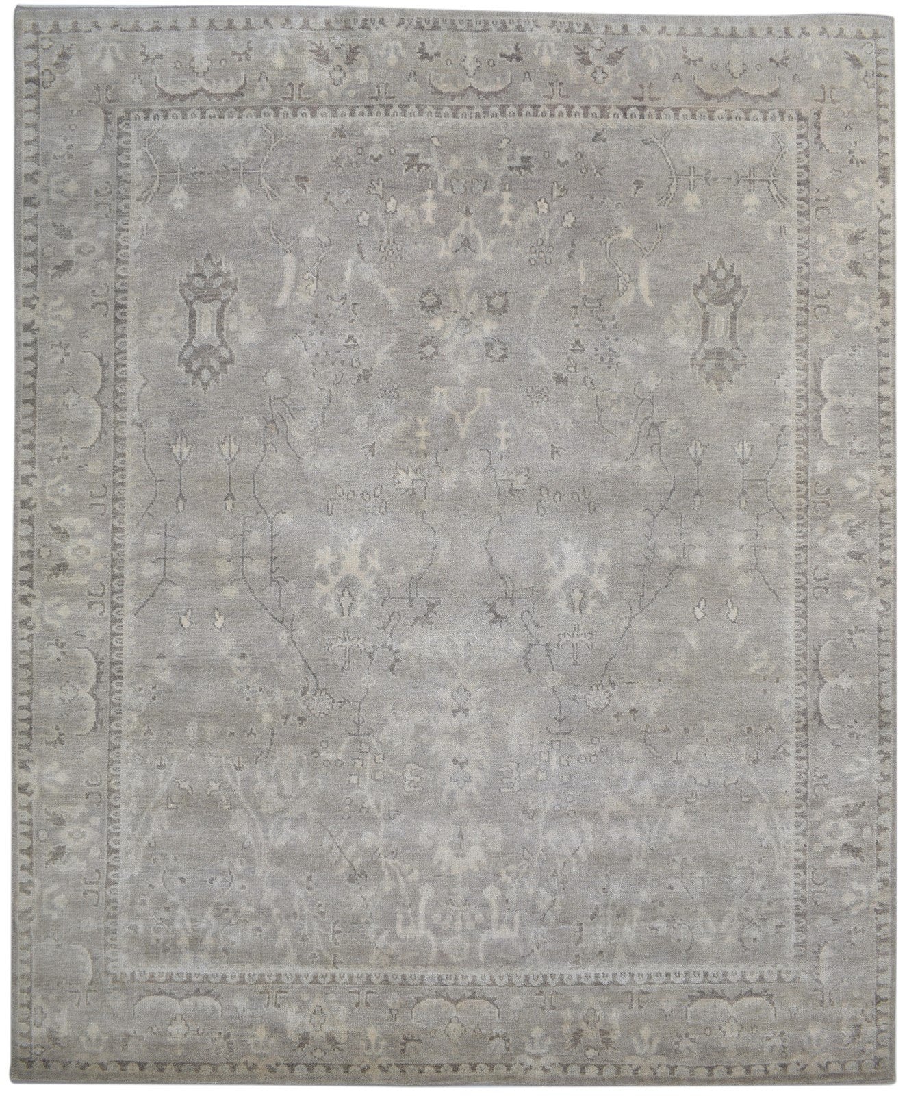 Wool Silk Grey Rug 8' X 10' Persian Hand Knotted Oushak Oriental Large Carpet   7860689207445