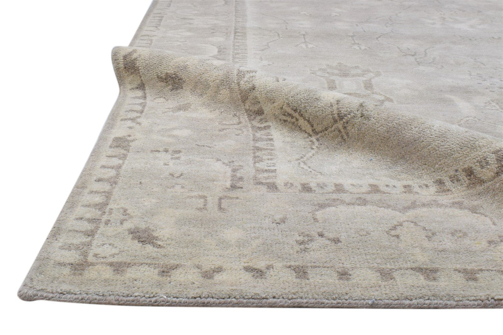 Rochell Wool Silk Grey Rug 8' X 10' Persian Hand Knotted Oushak Oriental   7860689207445
