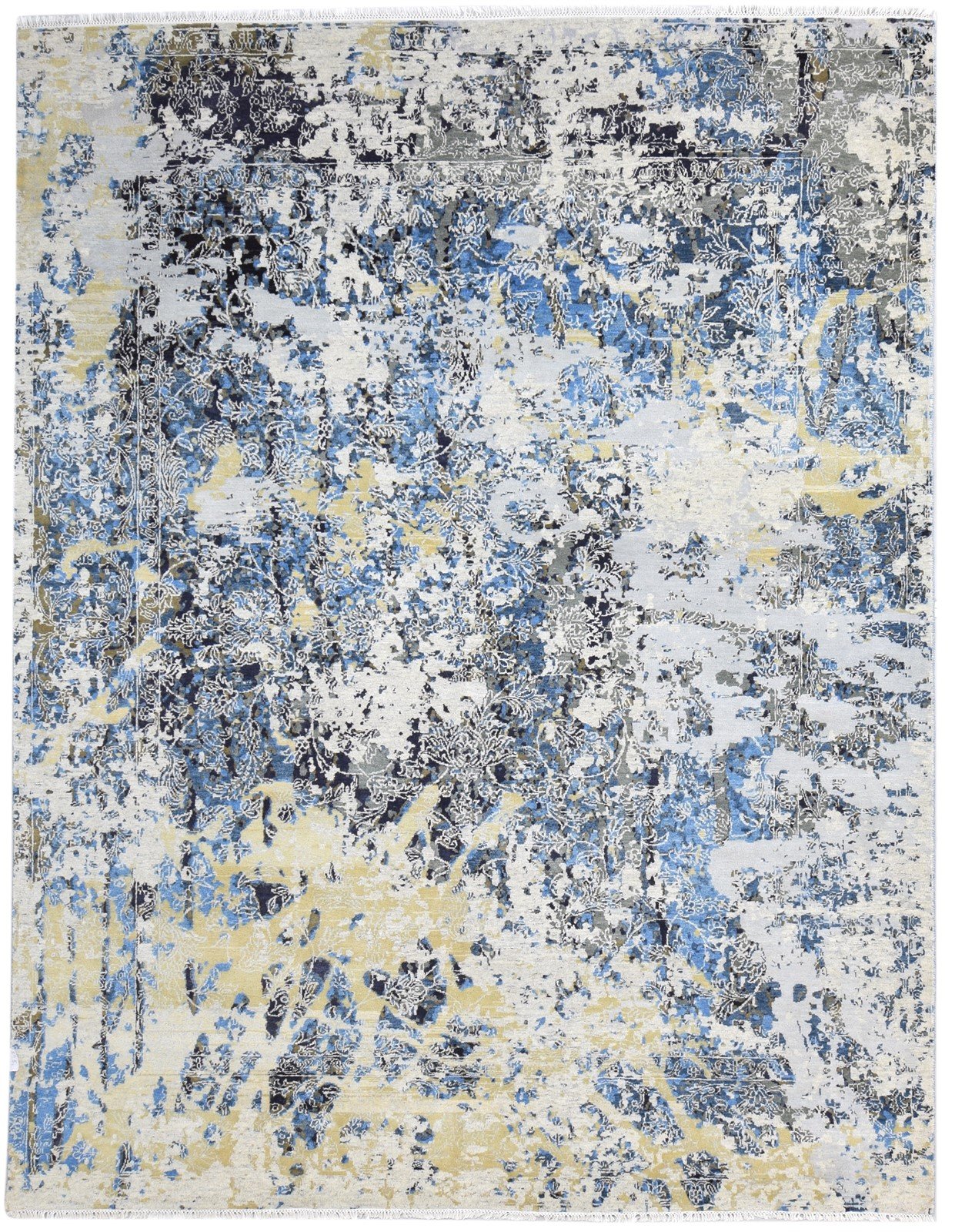 Wool / Silk Grey Rug 8X10 Modern Hand Knotted American Abstract Large Carpet   7864620089493