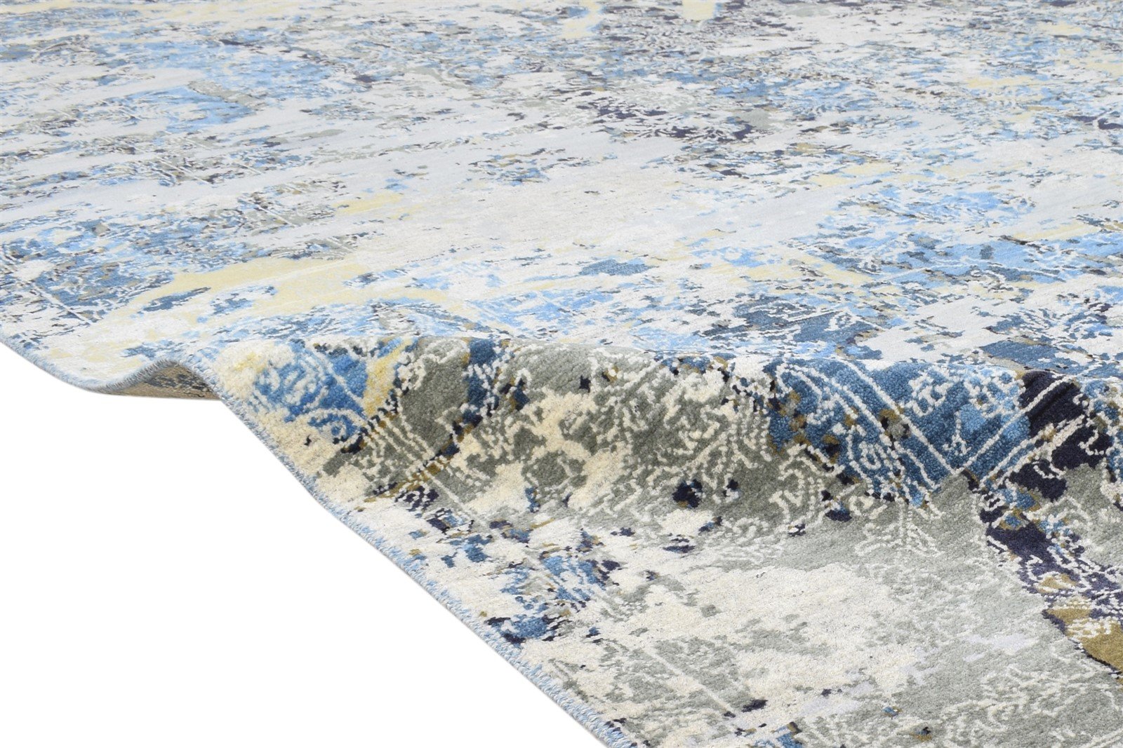 Wool / Silk Grey Rug 8X10 Modern Hand Knotted American Abstract Large Carpet   7864620089493