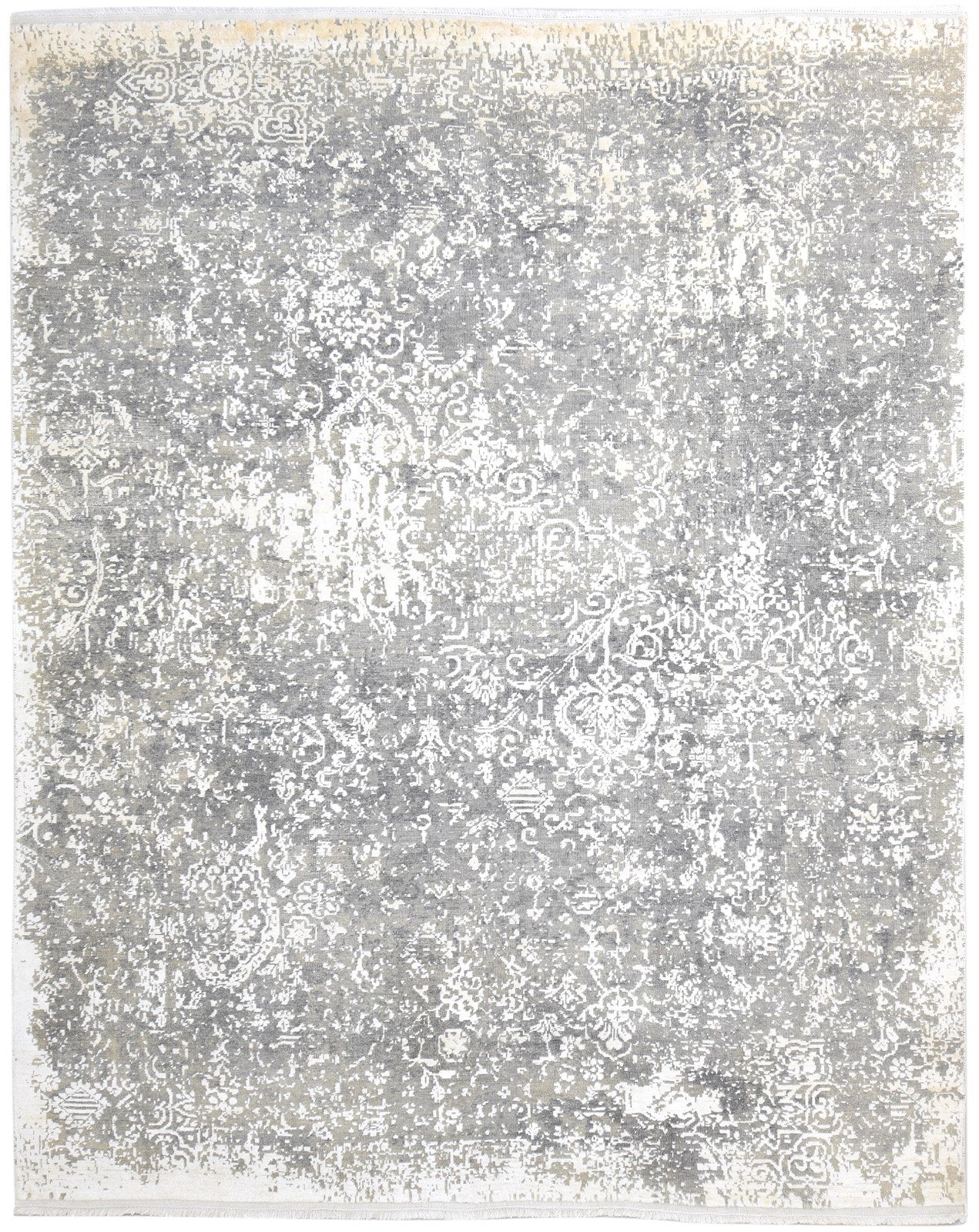 Wool / Silk Grey Rug 8X10 Modern Hand Knotted American Abstract Large Carpet   7865106006165