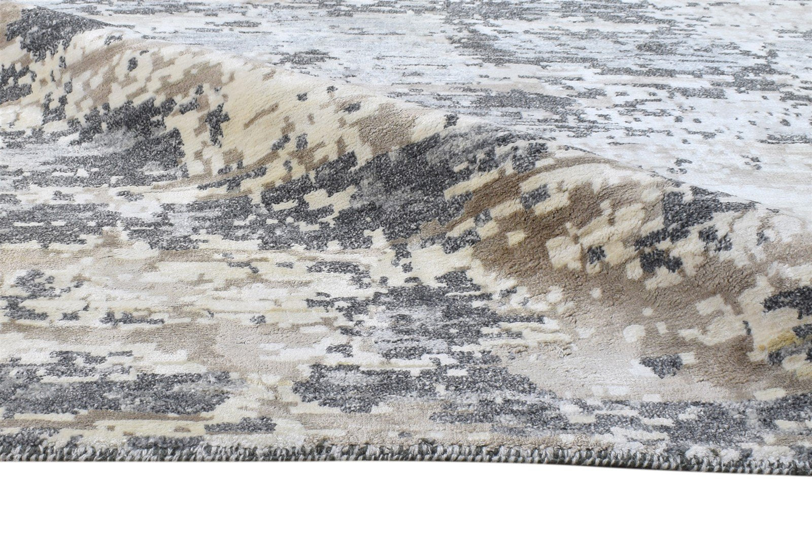 Wool / Silk Grey Rug 8X10 Modern Hand Knotted American Abstract Large Carpet   7864605999253