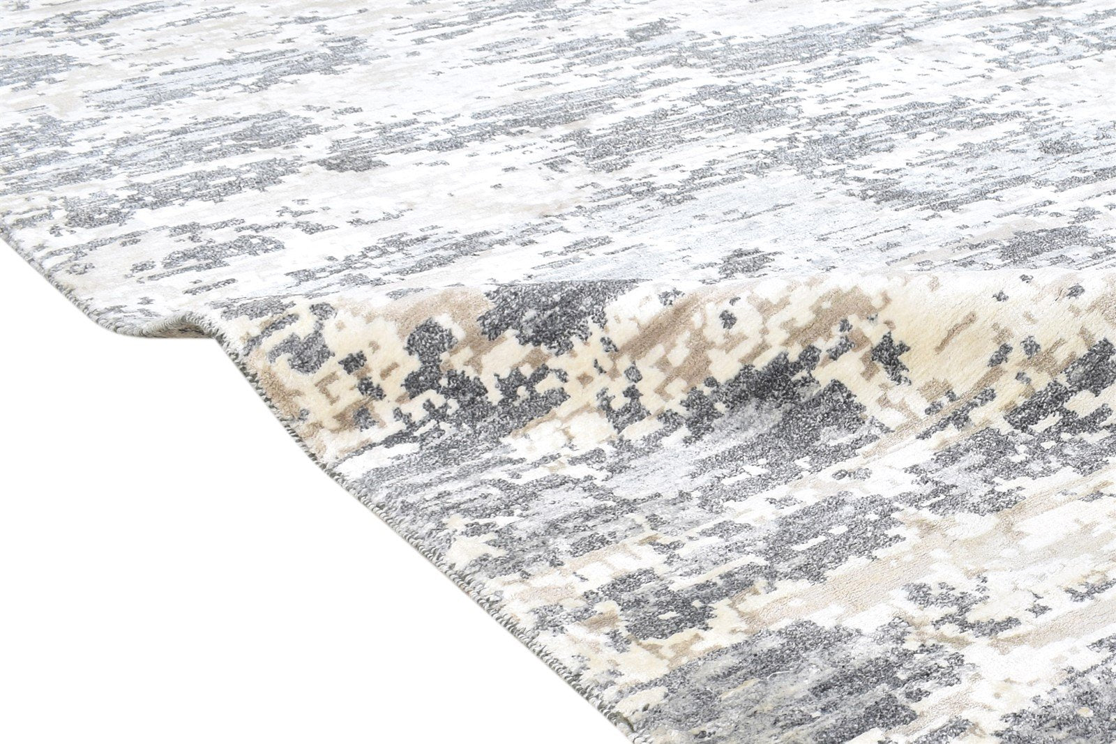 Wool / Silk Grey Rug 8X10 Modern Hand Knotted American Abstract Large Carpet   7864605999253