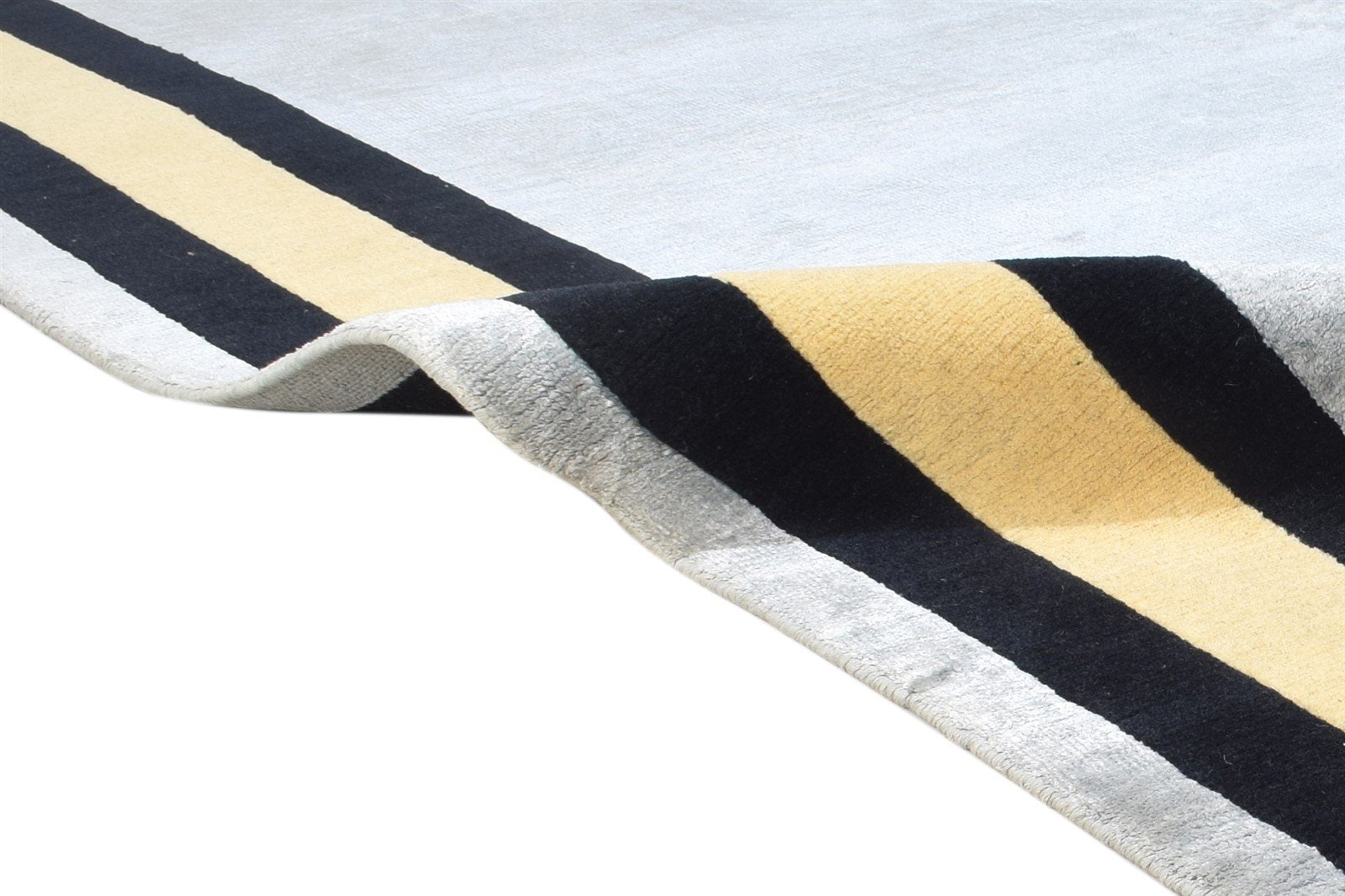 Wool / Silk Grey Rug 8X10 Modern Hand Knotted Scandinavian Bordered Large Carpet   7864911167637