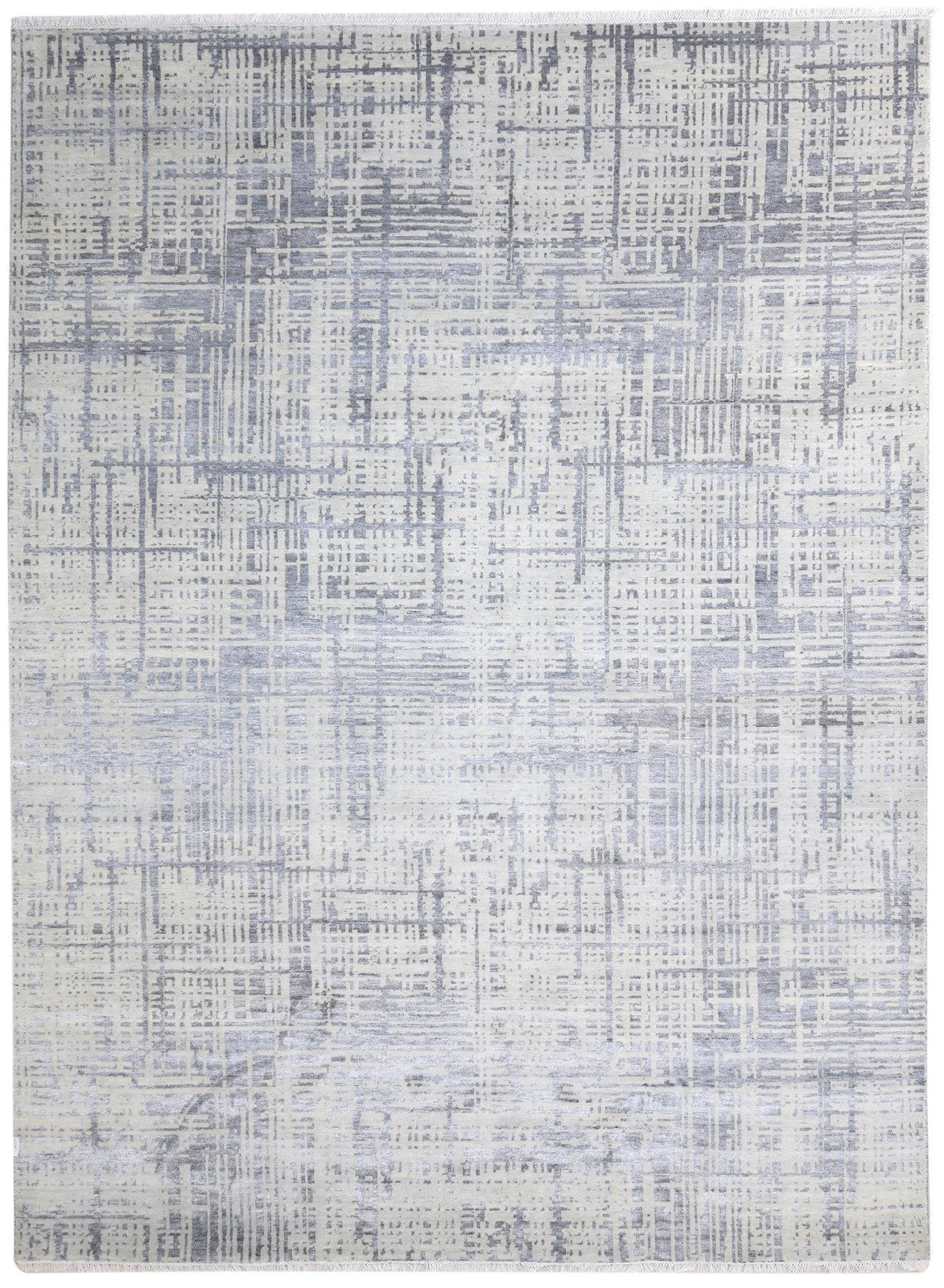 Wool / Silk Grey Rug 9X12 Modern Hand Knotted American Abstract Extra Large   7865146376341